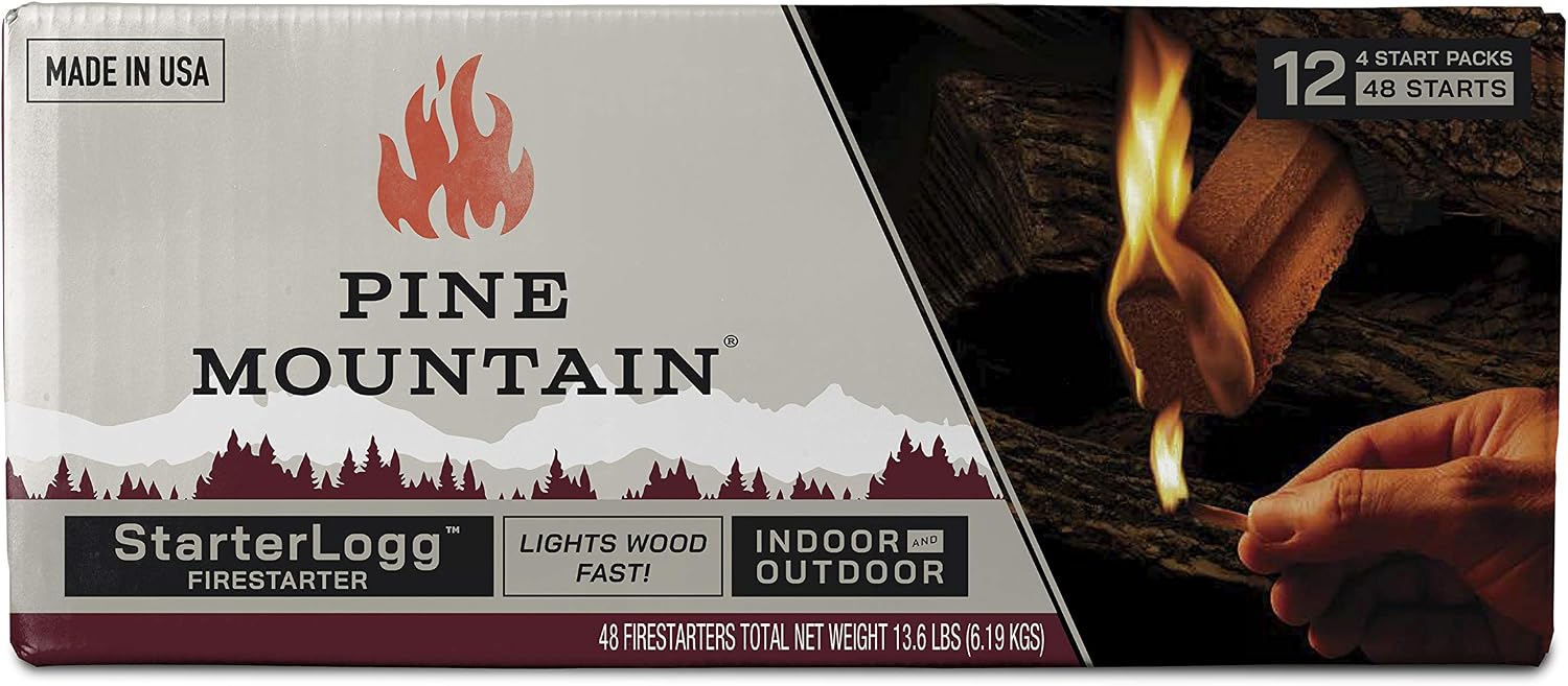 Pine Mountain StarterLogg Select-A-Size Firestarting Blocks, 48 Starts Firestarter Wood Fire Log for Campfire, Fireplace, Wood Stove, Fire Pit
