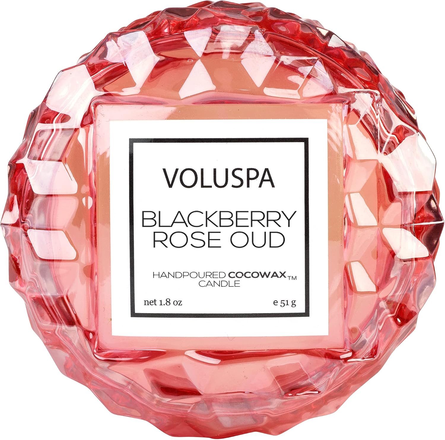 Voluspa BlackBerry Rose Oud Candle | Macaron | 1.8 Oz. | 15 Hour Burn Time | Coconut Wax and Natural Wicks for a Cleaner Burn | Vegan | Hand-Poured