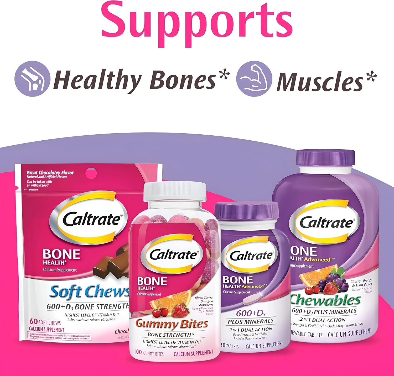 Caltrate 600 Plus D3 Vitamin D and Calcium Supplement Tablets, 165 Count | Highest Level of Vitamin D3, Maximizes Calcium Absorption to Support Strong Bones and Daily Function