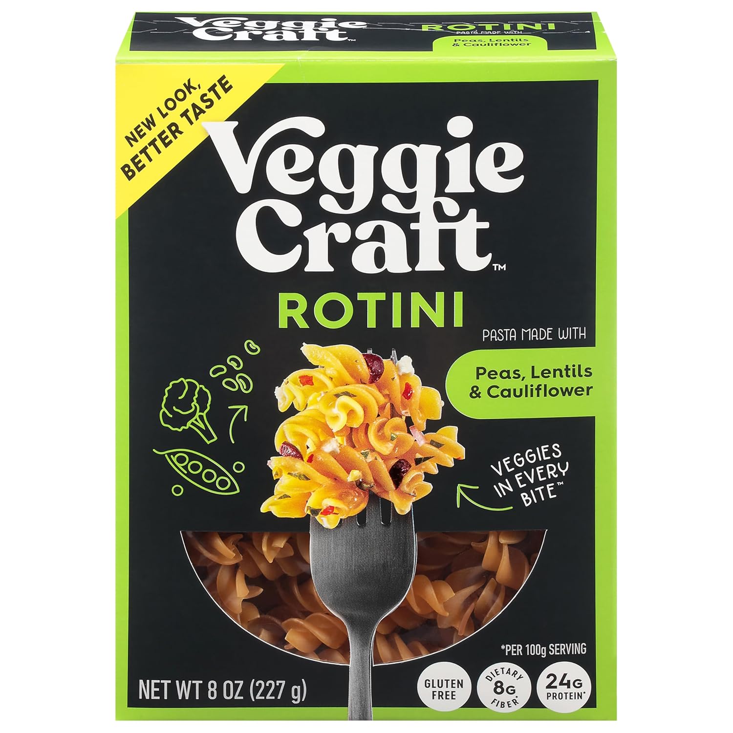 Veggiecraft Farms Rotini Pasta - High Protein, Vegan, Gluten Free Noodles, Made with Lentil Peas & Cauliflower, Plant Based, Low Carb, Healthy Pasta