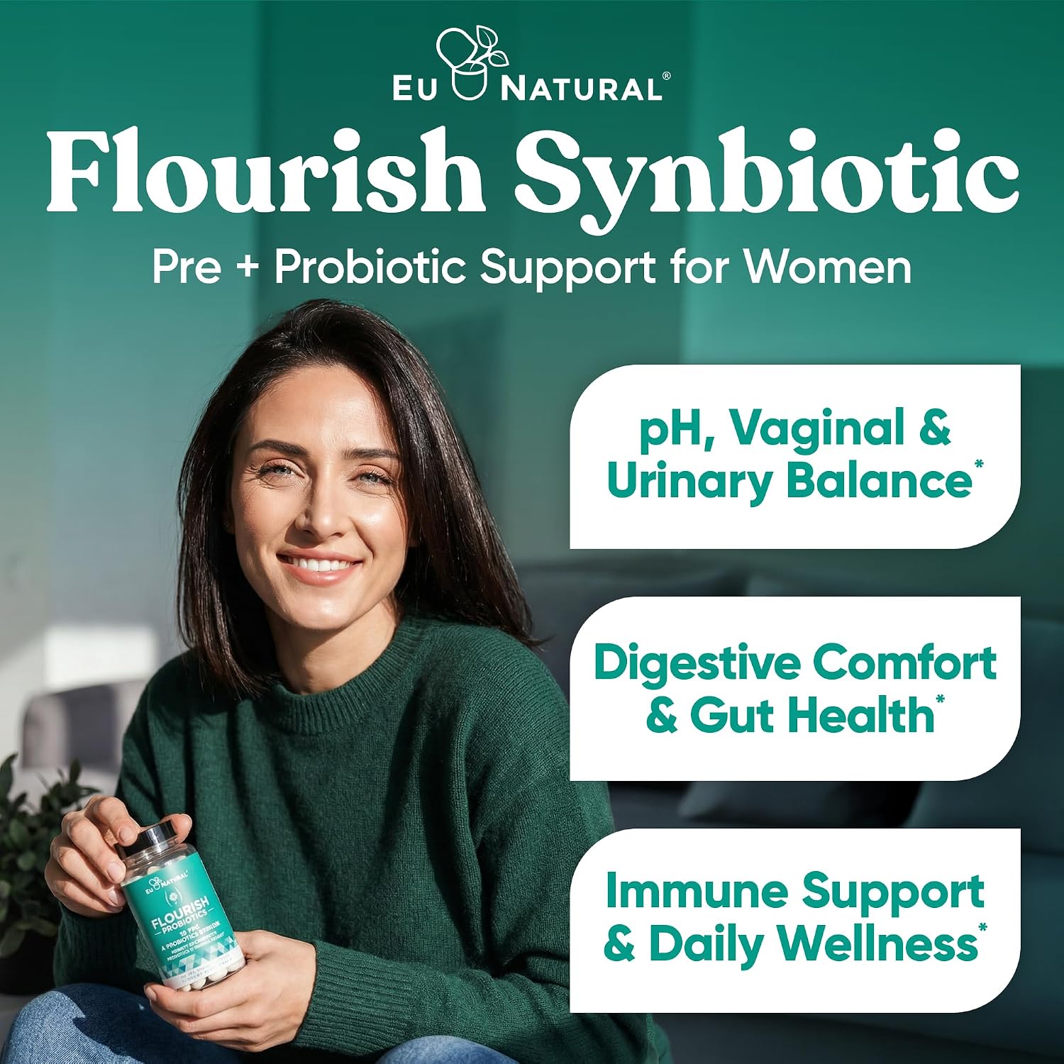 Probiotics + Prebiotics for Women's Vaginal Health, 30 Vegan Capsules | 18 clinically proven strains & 14 billion CFU to support gut