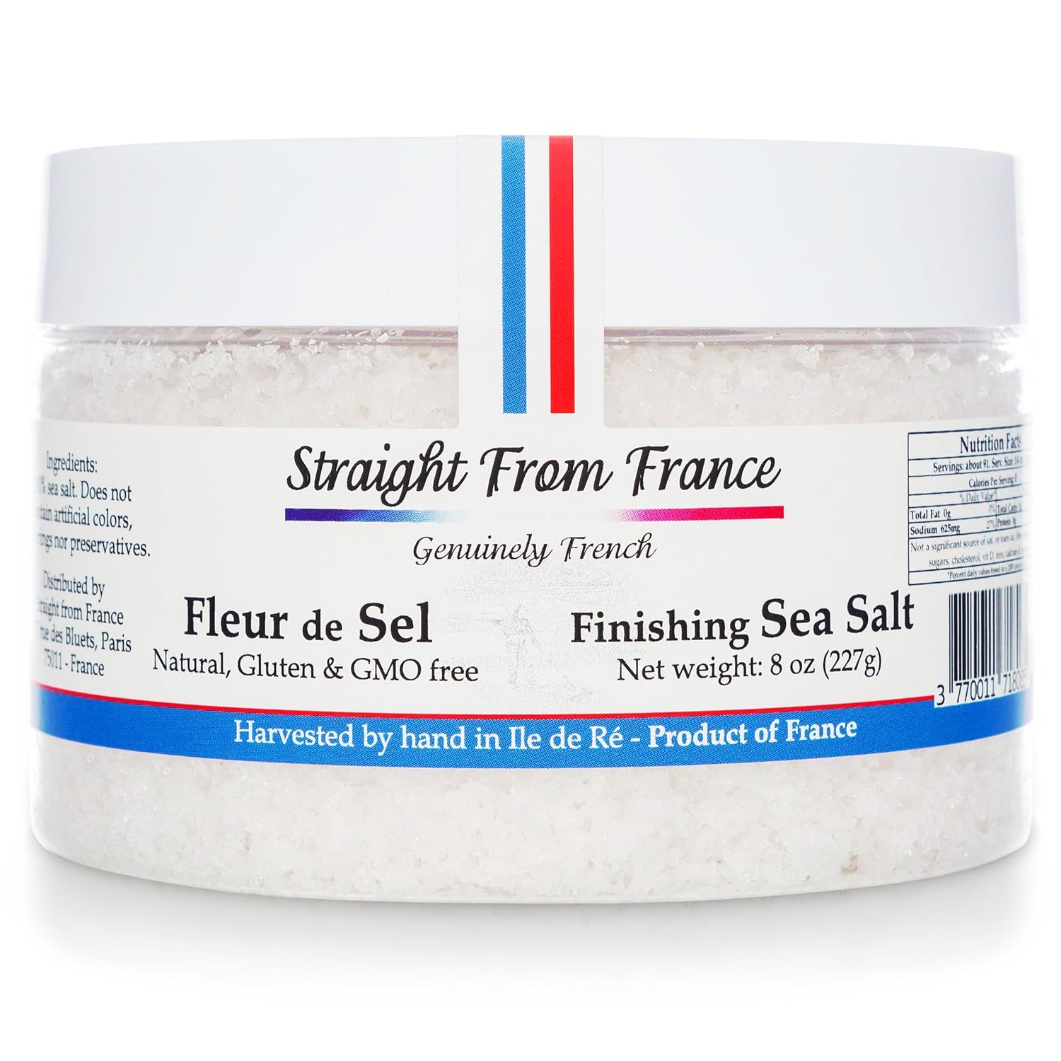 Straight from France Genuinely French Fleur De Sel Flaky Sea Salt | Finishing salt rich in minerals & electrolytes, flaky sea salt for baking and seasoning dishes, hand harvested, 1.5oz jar