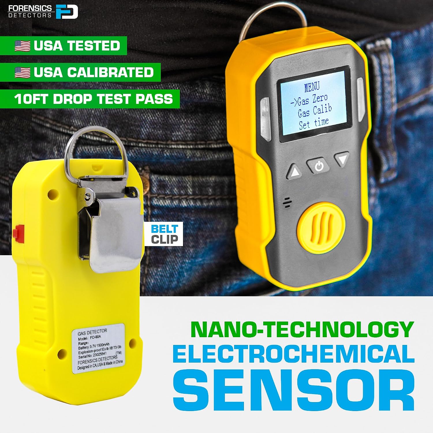 Carbon Monoxide CO Meter by Forensics | USA NIST Calibration | Dust & Explosion Proof | USB Recharge | Sound