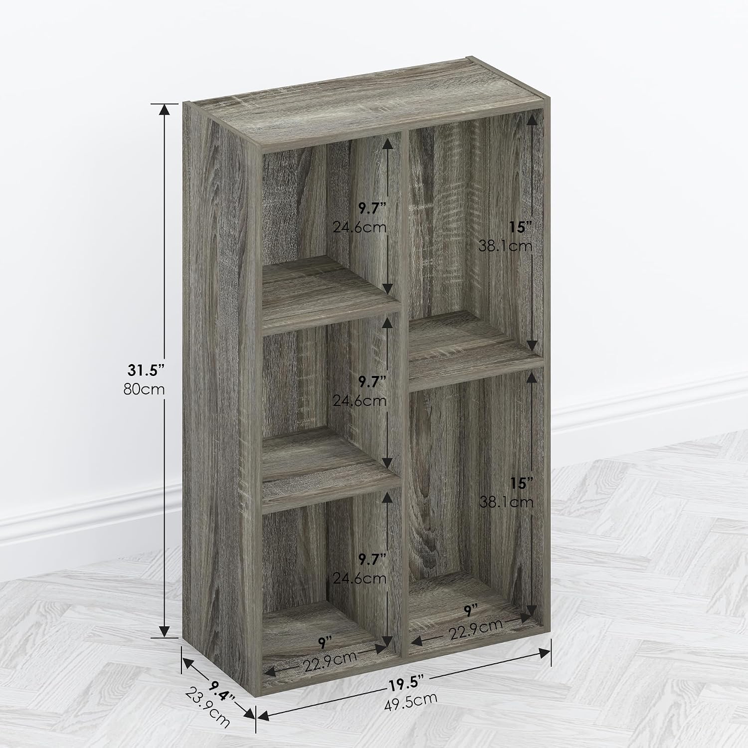Furinno Moretti 3-Tier Metal Frame TV Stand, French Oak Grey