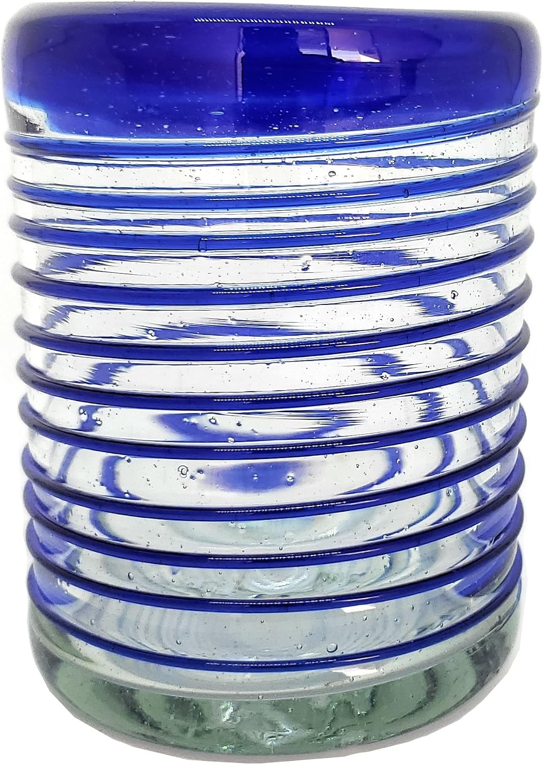 Cobalt Blue Spiral 14 oz Drinking Glasses (set of 6), Recycled Glass, Lead-free, Toxin-Free (Drinking)