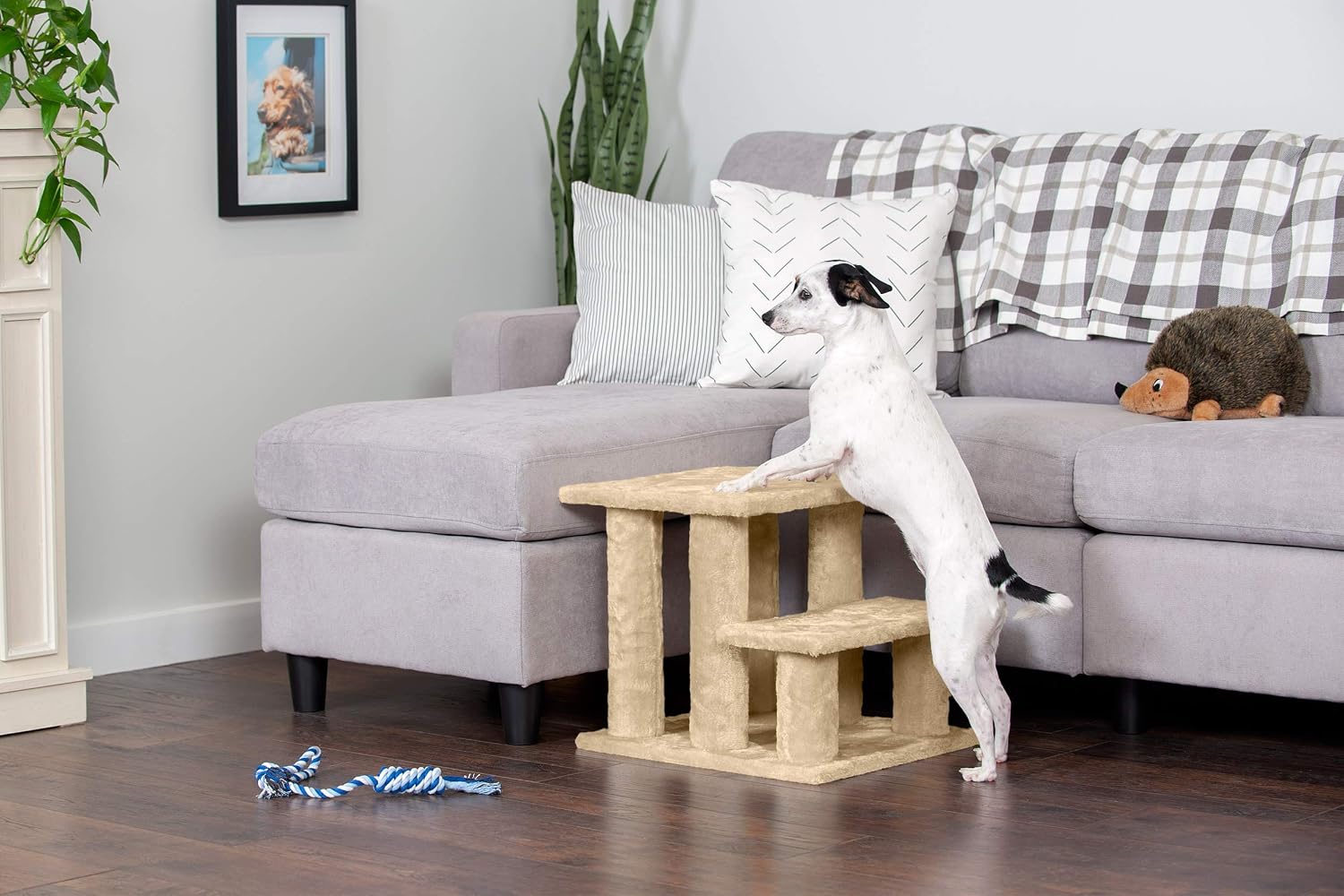 Furhaven Steady Paws Multi-Step Pet Stairs for High Beds & Sofas - Cream, 3-Step