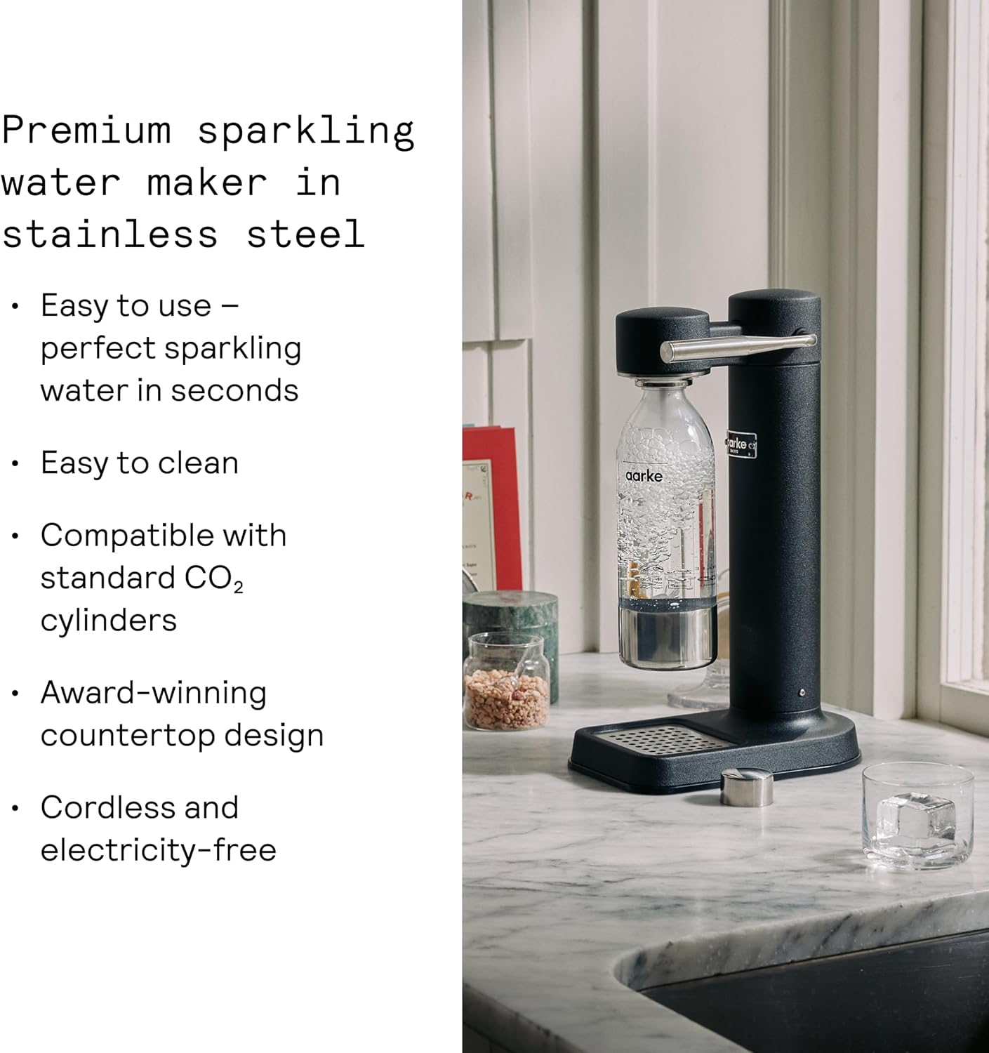 Aarke Carbonator 3 - Premium Sparkling Water Maker, Matte Black