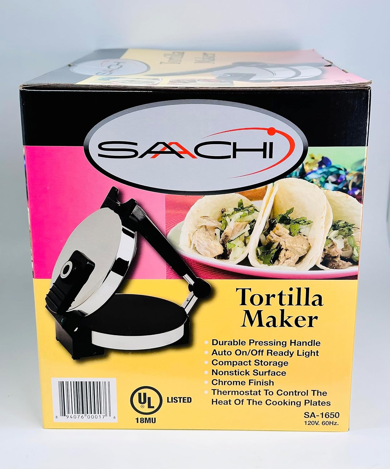 Saachi SA1650 Electric Non-Stick Roti Chapati Flat Bread Wraps/Tortilla Maker with Temperature Control