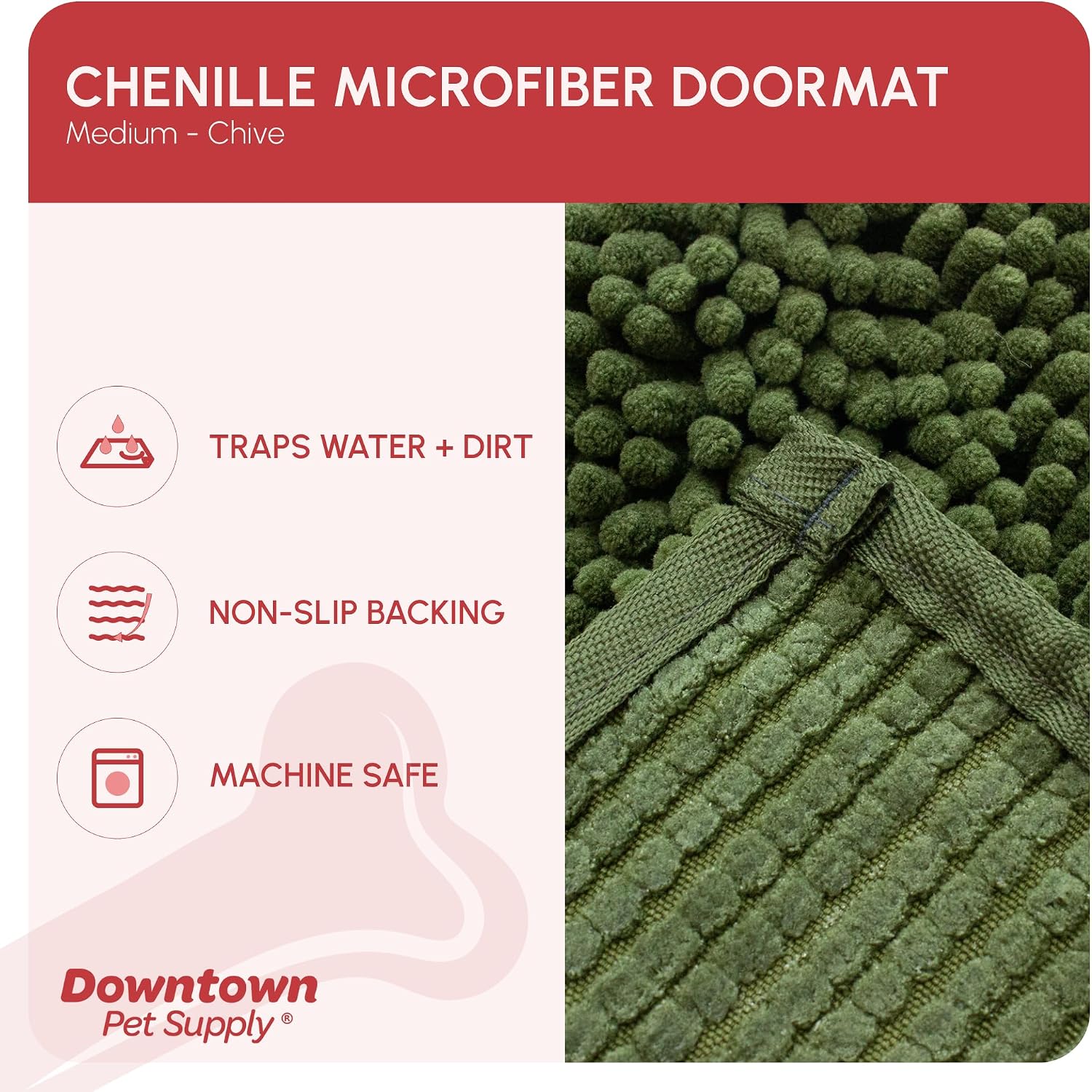 Dog Mud Mat, 31" x 20" Sage – Thick Microfiber Entry Rug for Snow, Mud & Salt – Absorbent, Quick-Dry, Washer-Safe & Non-Slip, Medium