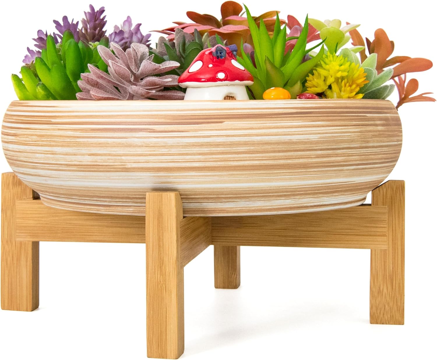 Succulent Pot, 10'' Ceramic Pots for Indoor Plant Shallow Succulent Planter