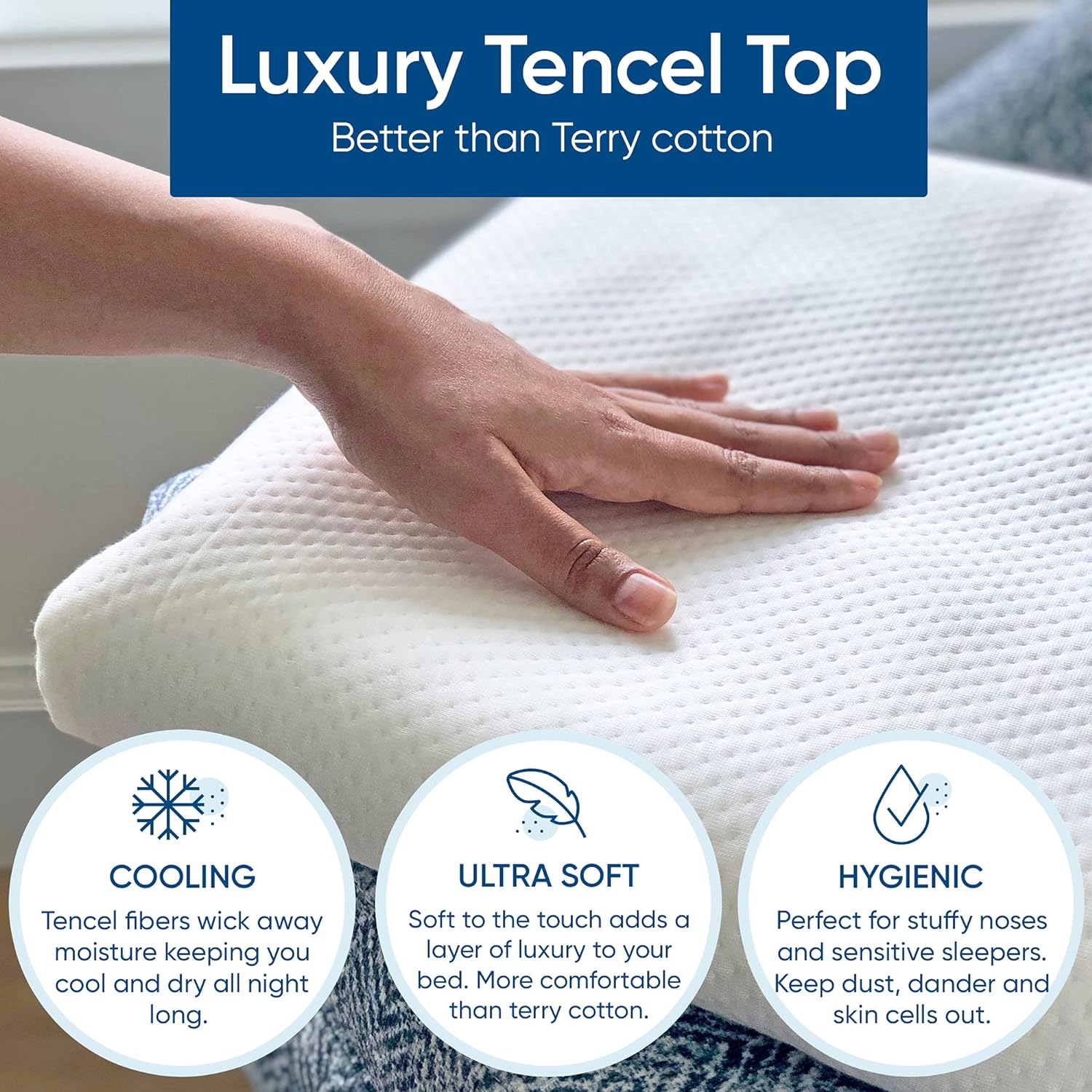 Full Size Luxury Tencel Mattress Protector, 100% Waterproof, Ultra Soft, Naturally Cooling & Breathable, Deep Pocket Cover Up to 18"