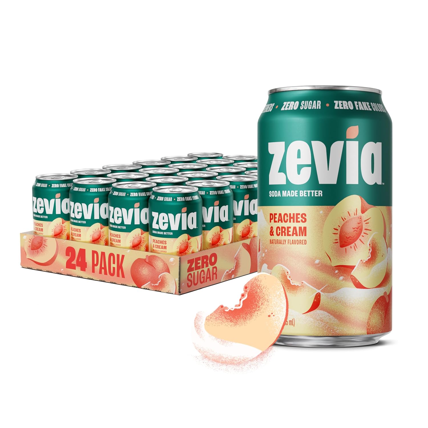 Zevia Zero Sugar Soda, Orange Creamsicle, 12 oz Cans (24-Pack) – Caffeine Free, Naturally Sweetened, No Calorie Soda - Non-GMO Project Verified, Gluten-Free, Vegan