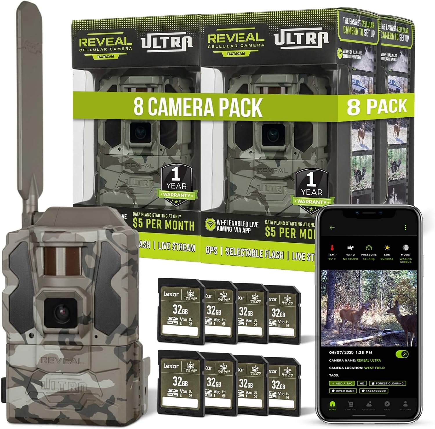 TACTACAM Reveal Ultra Cellular Trail Camera – 4K Photo, 1080P Video, Live Streaming, GPS, Low-Glow/No-Glow Flash