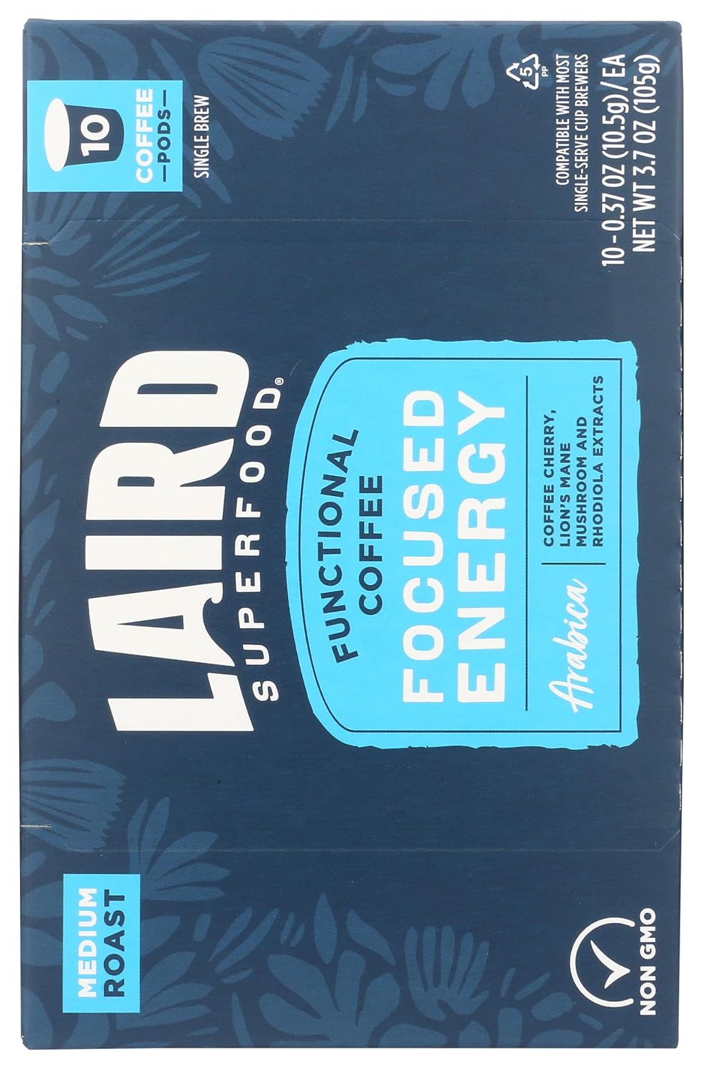Laird Superfood Peruvian Dark Roast Coffee with Functional Mushrooms, Certified Organic Peruvian Ground Coffee Beans, Gluten-Free, Dairy-Free, Non-GMO