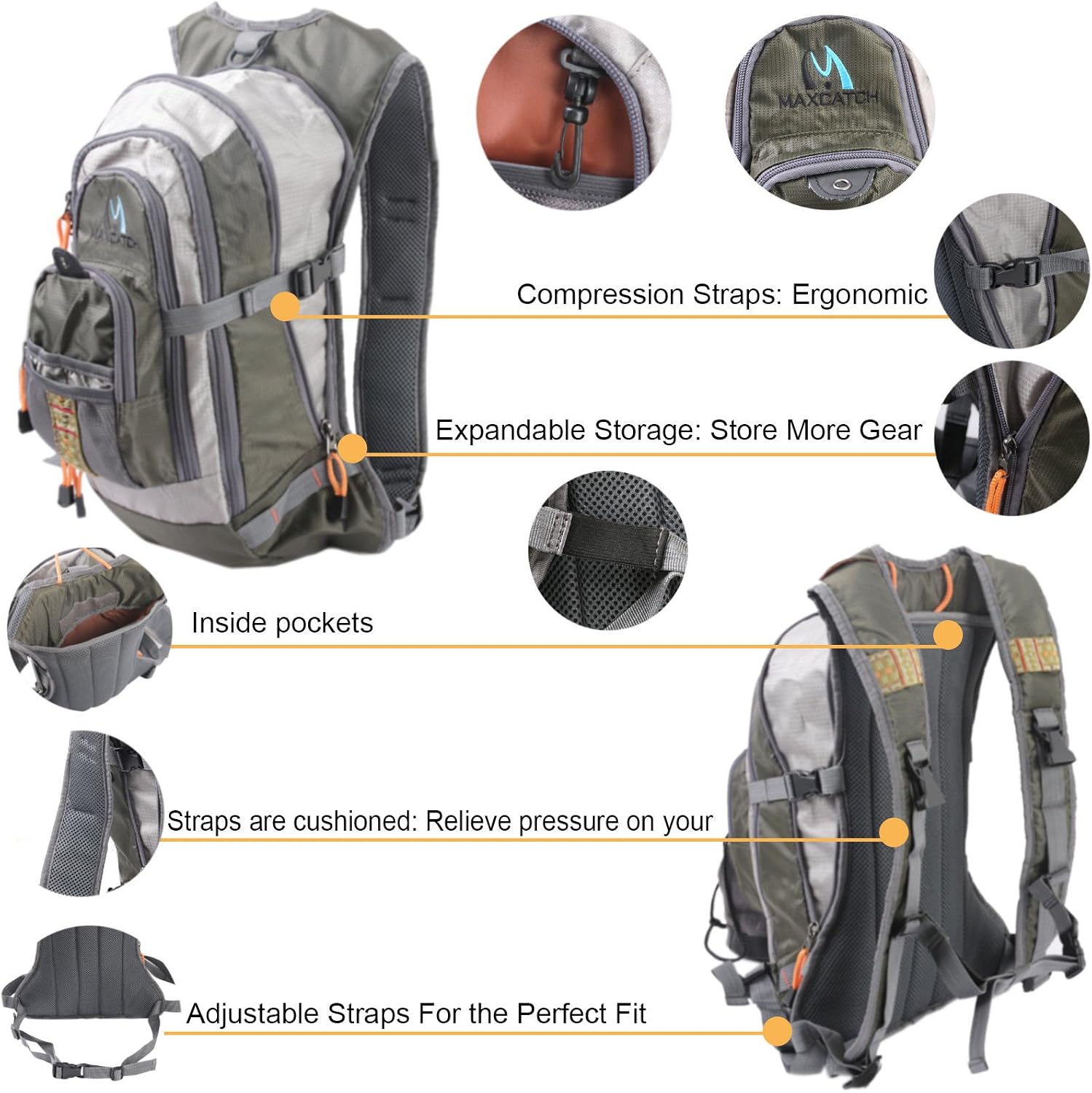 M MAXIMUMCATCH Maxcatch Fly Fishing Vest Pack for Men and Women Adjustable Outdoor Fishing (Vest/Sling Pack/Backpack)