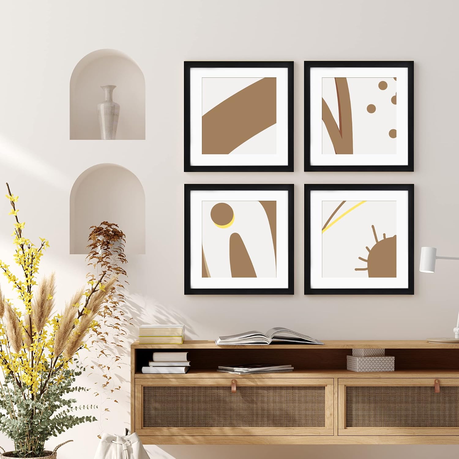 upsimples 12x12 Picture Frame, Gallery Glass Poster Frames Set of 3, Black