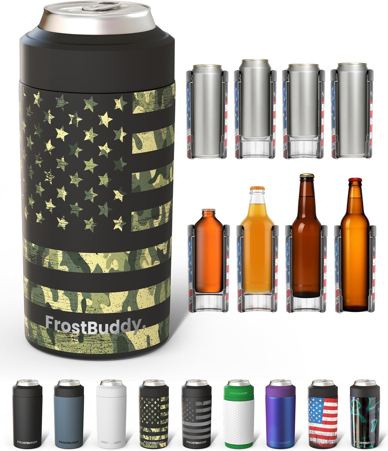 Frost Buddy Universal Can Cooler - Fits Slim Cans, 12 & 16oz (MatteBlack)