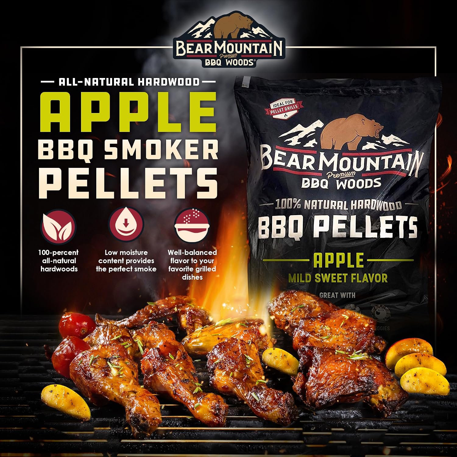 Bear Mountain Gourmet Blend Pellets for Smoker and Grill, 40lb Bag