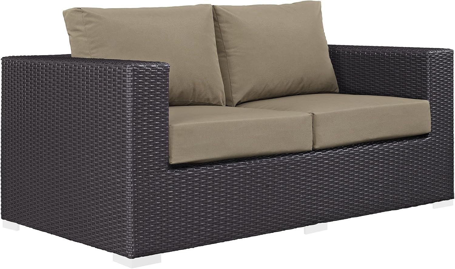 Modway Convene Wicker Rattan Outdoor Patio Loveseat in Espresso White