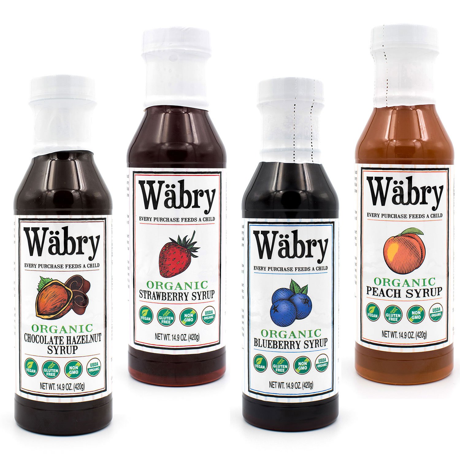Wäbry Blueberry Syrup – 14.9oz (420g), Natural Fruit Flavor Organic Snow Cone Syrup for Drizzling on Shaved Ice, Waffles, Ice Cream & Lattes, Non-GMO, Dye-Free Vegan Syrups, 12 Servings Per Bottle