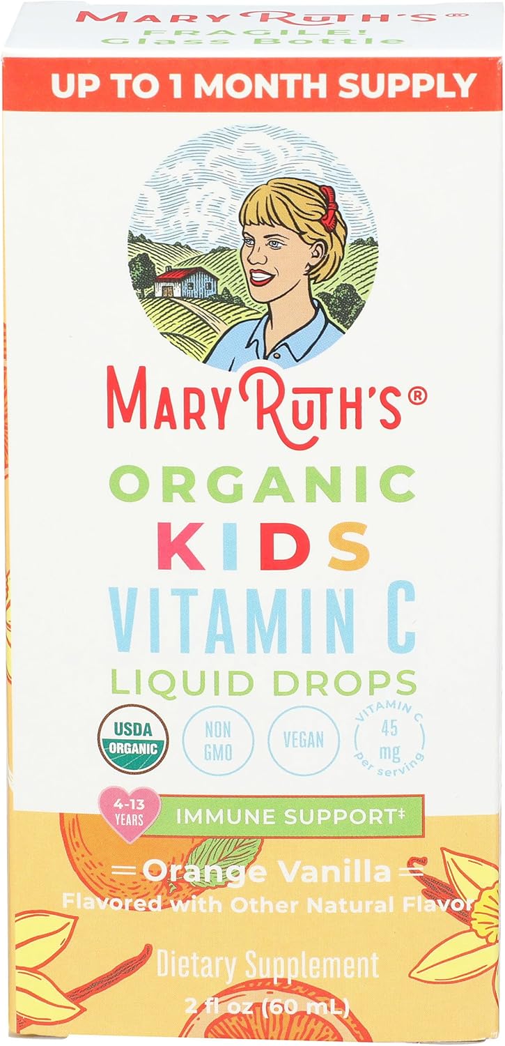MARYRUTH'S Organic Vitamin C Supplement | Liquid Vitamin C Liquid Drops for Adults & Kids | Immune Support Supplement for Overall Health | Vegan