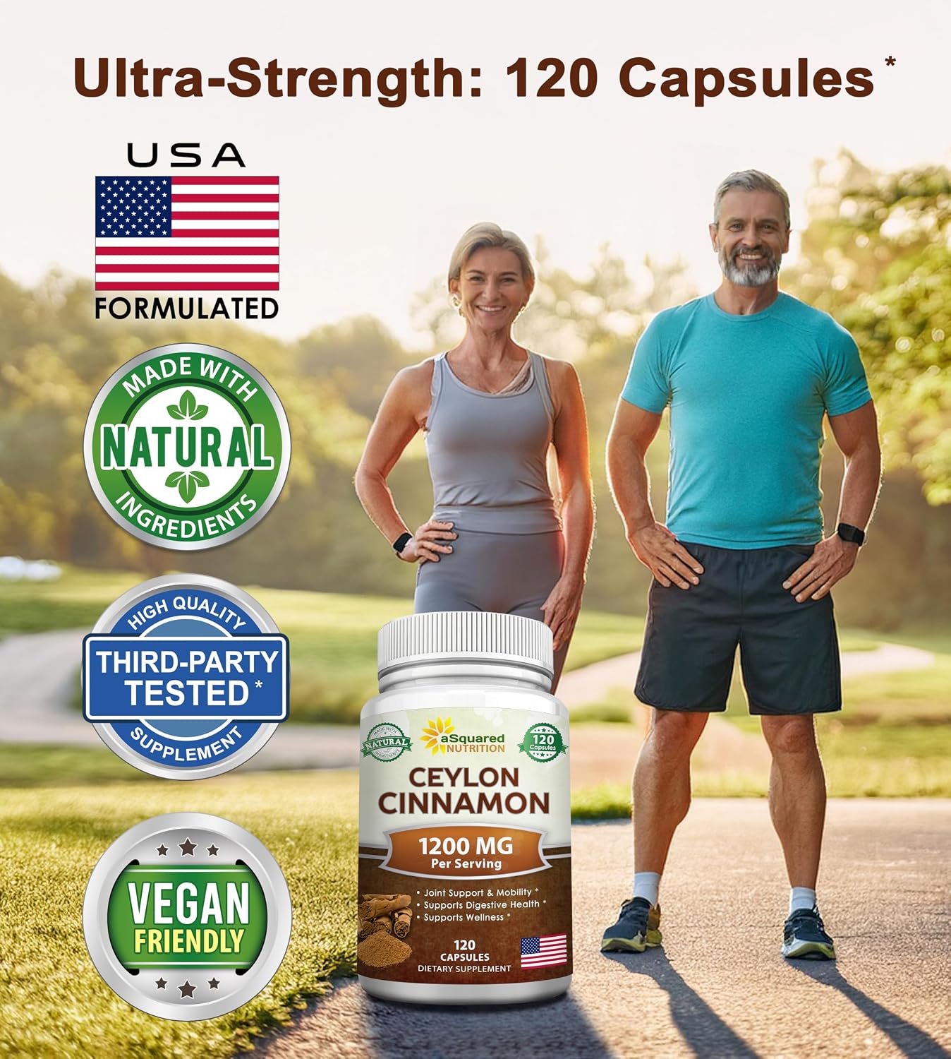 Natural Ceylon Cinnamon 1200mg Per Serving - 120 Capsules, True Cinnamon from Sri Lanka, Extract Supplement Pills Promotes Heart Health