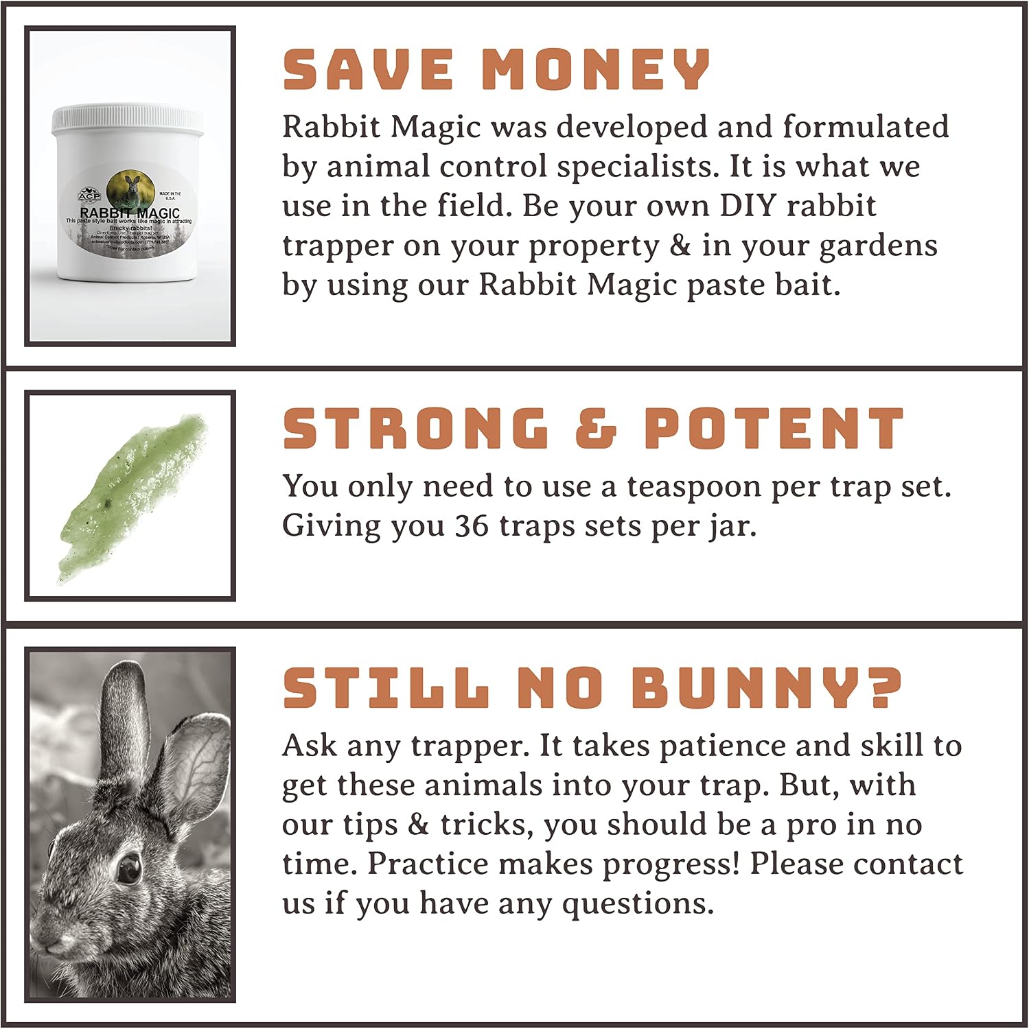 Barons Rabbit Magic Premium Paste Bait 8 Oz | Sweet Scented & Highly Attractive Lure to Get Rid of Wild Rabbits | Outdoor Garden Farm Yard Use | 48