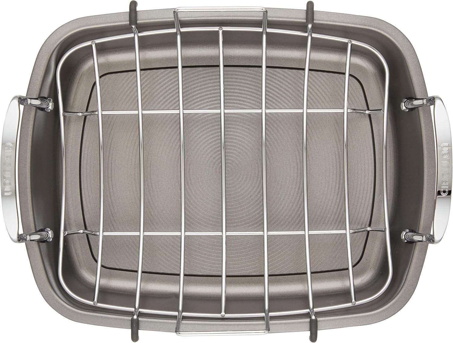 Circulon Total Bakeware Nonstick Roaster, Roasting Pan with Rack, 17-Inch x 13-Inch, Gray