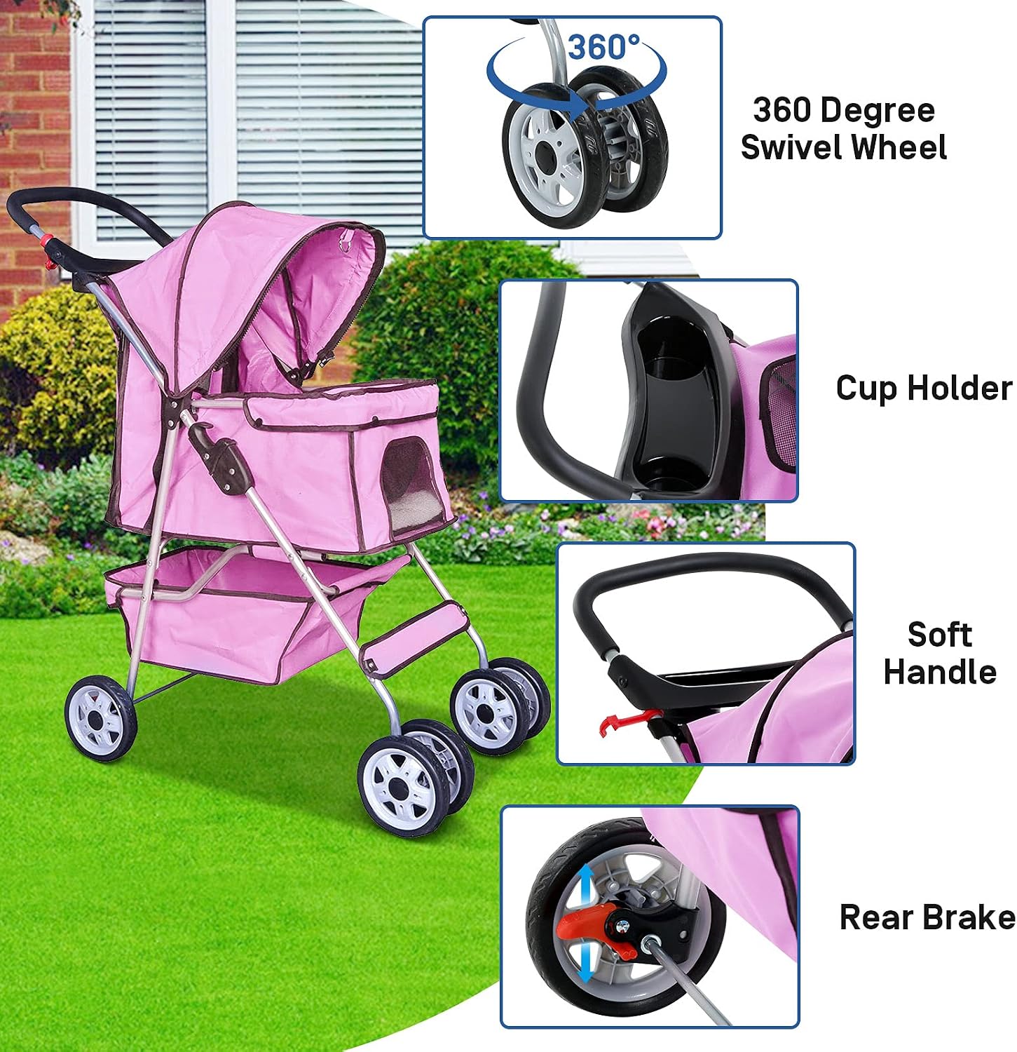 Best 4 Wheels Pet Stroller for Dog and Cat Stroller