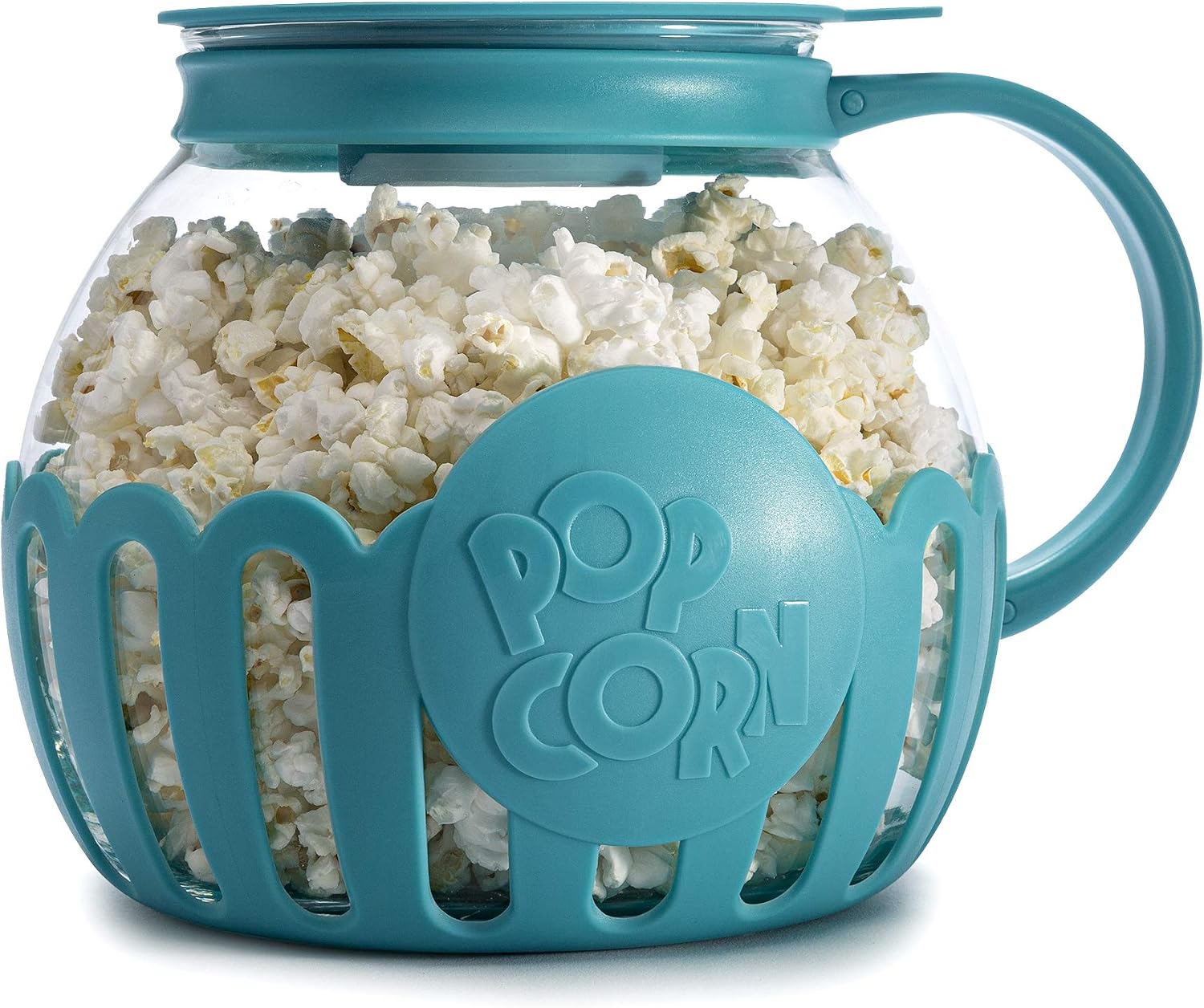 Ecolution Patented Micro-Pop Microwave Popcorn Popper with Temperature Safe Glass, 3-in-1 Lid Measures Kernels and Melts Butter, Made Without BPA, Dishwasher Safe, 3-Quart, Red