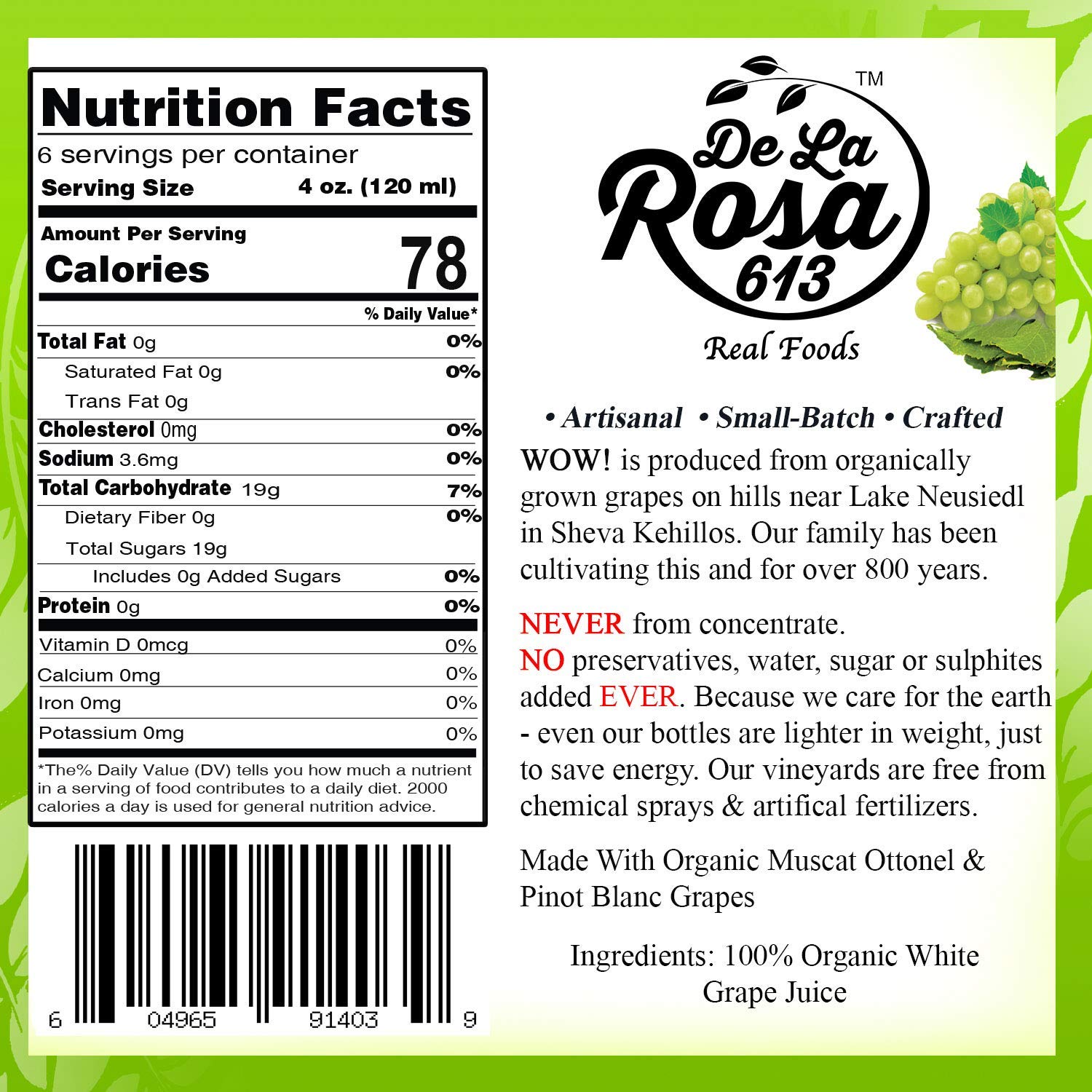 De La Rosa Organic Austrian Kosher Red Grape Juice (25.4 oz - 2pack)