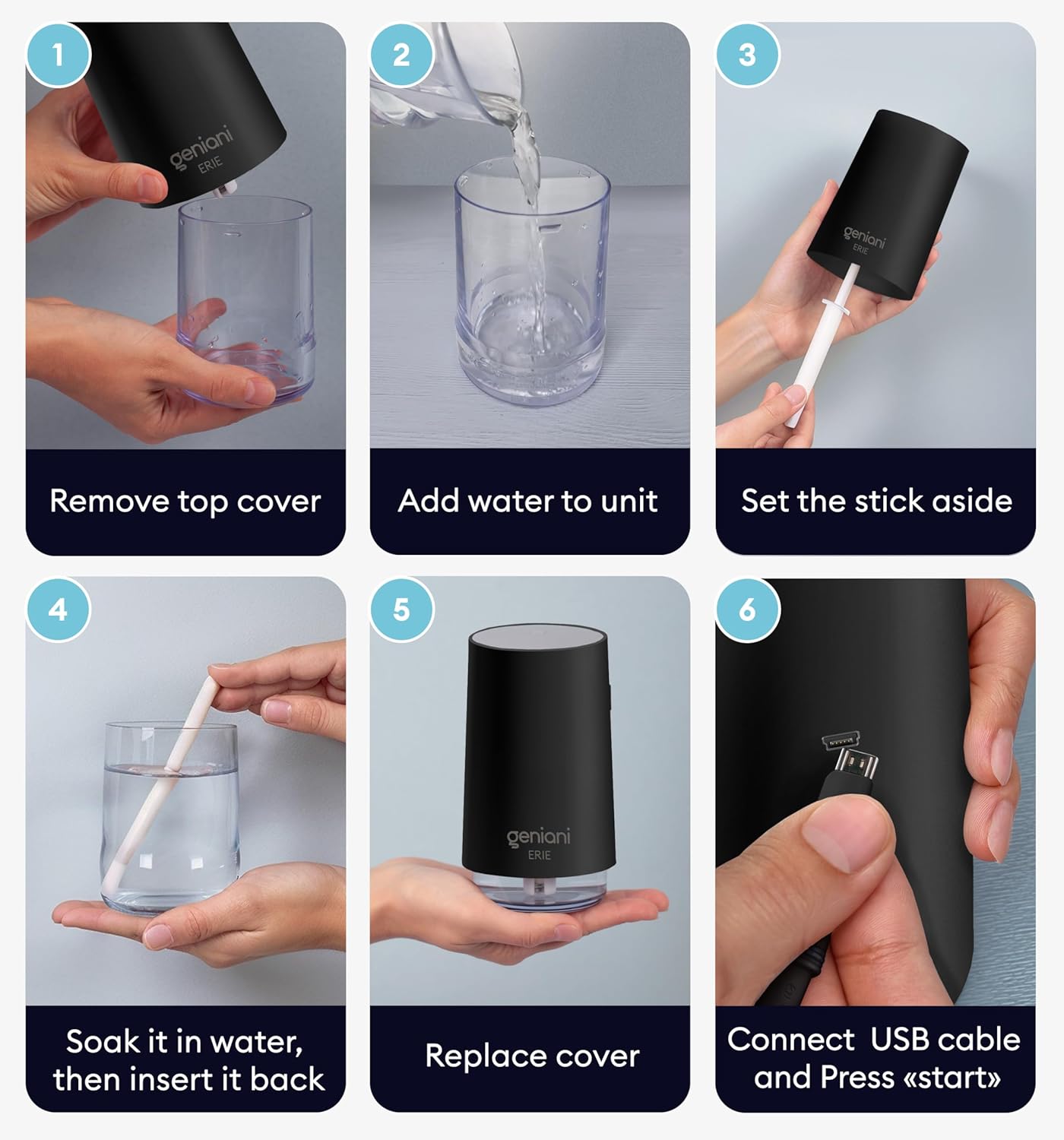 GENIANI Portable Cool Mist Humidifiers for Bedroom & Office - Ultrasonic Humidifier for Home, Baby, Small Room with Auto Shut Off
