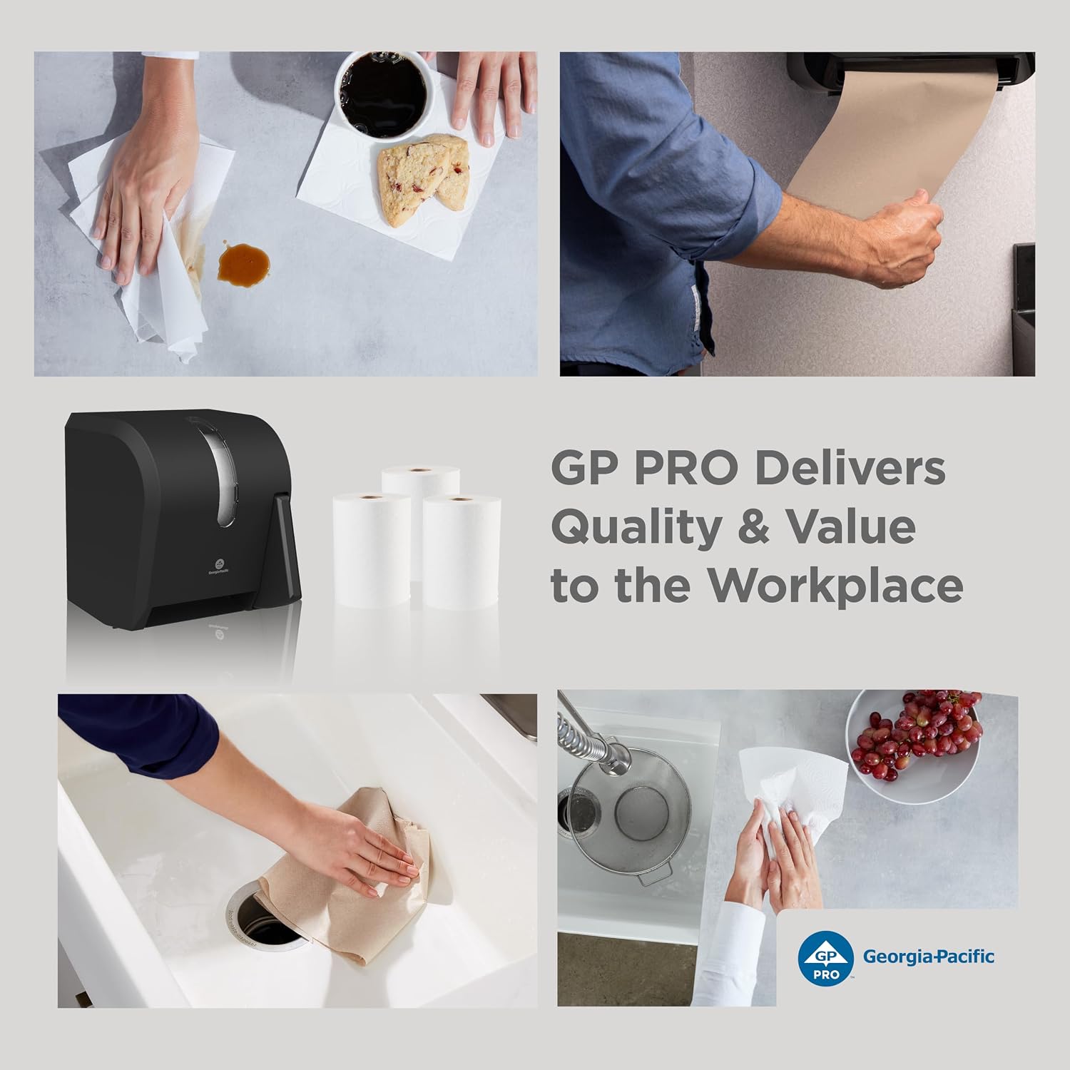 Georgia-PacificBlue Basic Paper Towel Rolls by PRO, White, 28706, 350 Feet Per Roll, 12 Rolls Per Case