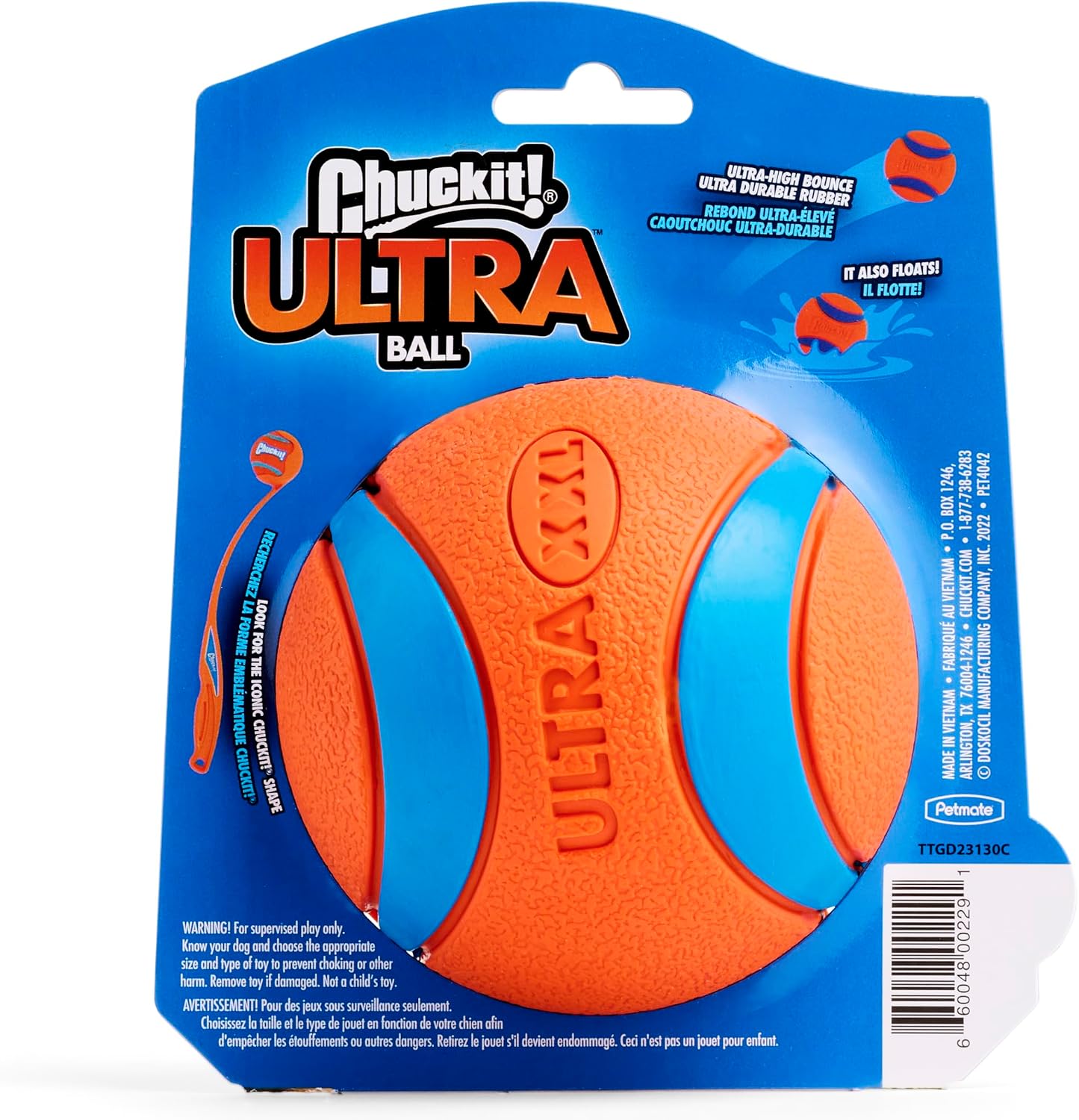 Chuckit! Ultra Ball Dog Toy - Size Large - For Dogs 60-100 lbs - Made from Durable Rubber - Super Bouncy - Floats in Water - 3-inch Diameter - Pack of 1