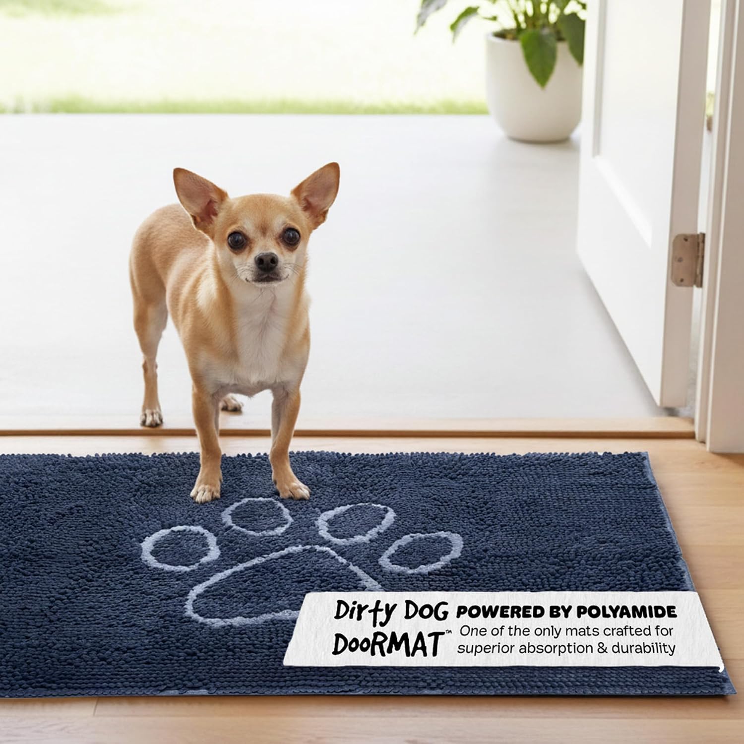Dog Gone Smart Dirty Dog Doormat - Fast Drying Rug with Super Gripper Backing for Clean Floors - Super Absorbent and Machine Washable Mat for Muddy Paws - Grey
