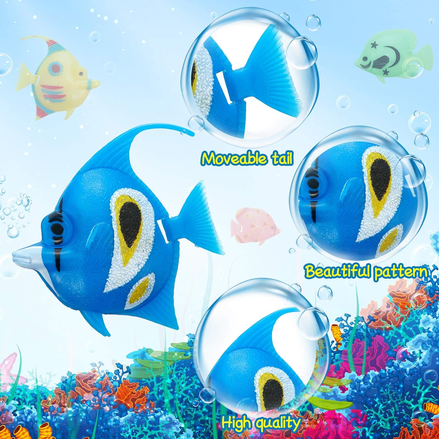Weewooday 20 Pcs Artificial Moving Fishes Plastic, Random Fish