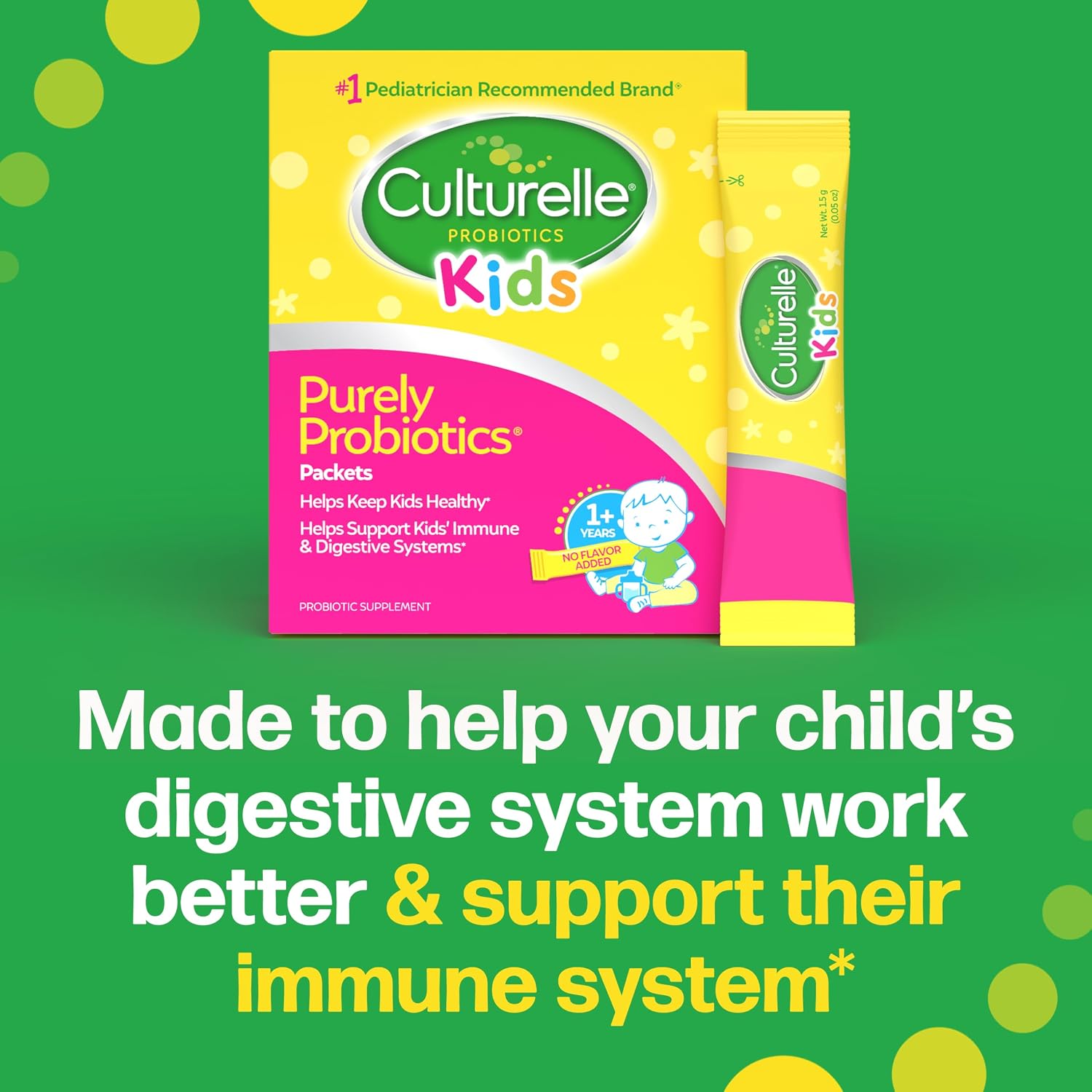 Culturelle Kids Packets Daily Probiotic Supplement | Helps Support a Healthy Immune & Digestive System* | #1 Pediatrician Recommended Brand††† | 50 Single Packets | Package May Vary | From the #1 Pediatrician-Recommended Brand± Digestive Gut Health & Imm…