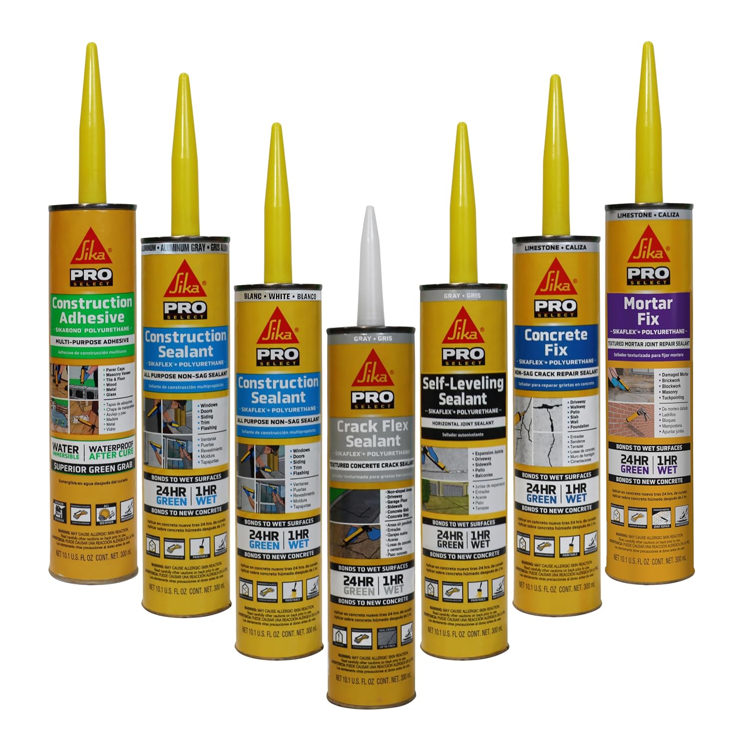 SIKA Sikaflex Construction Sealant - White, All-Purpose Polyurethane for Joints 1/2" or Smaller - 10.1 fl. oz - Weatherproof, High Elasticity, Paintable, Strong Adhesion