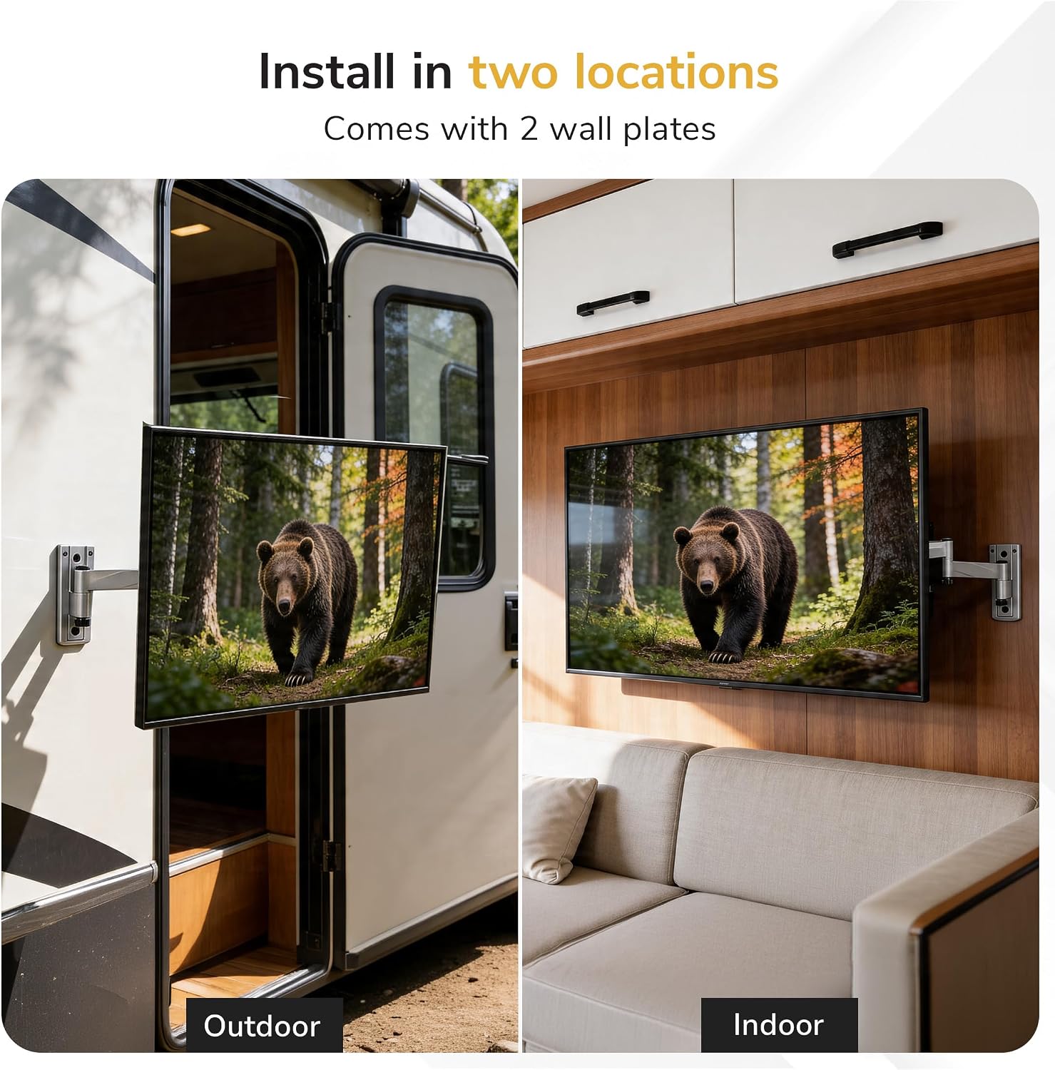 Mount-It! Lockable RV TV Mount for Camper, Trailer, Motorhome, Truck & Boat, Full Motion, Quick Release, Rust-Resistant Aluminum