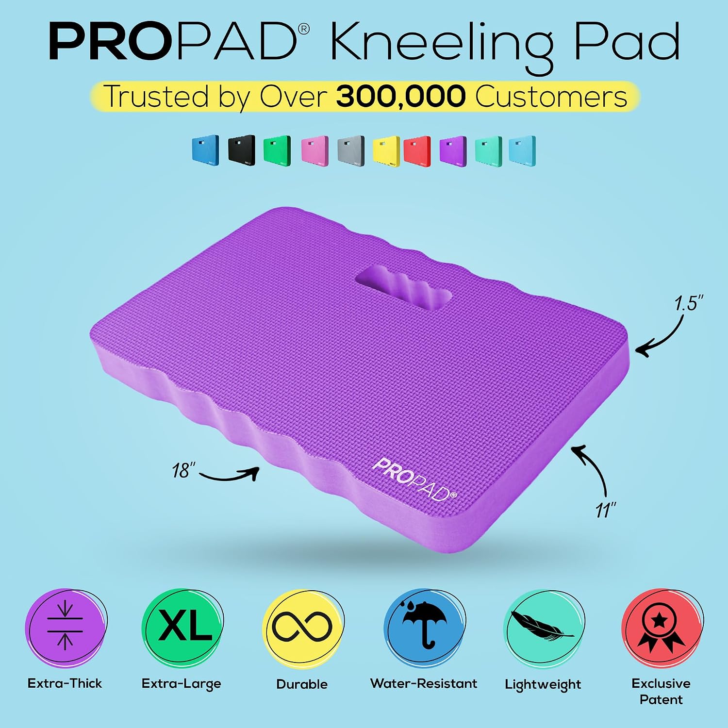Thick Kneeling Pad, Garden Kneeler for Gardening, Bath Kneeler for Baby Bath, Kneeling Mat for Exercise & Yoga, Knee Pad for Work, Floor Foam Pad, Extra Large (XL) 18 x 11 x 1.5 Inches, Blue