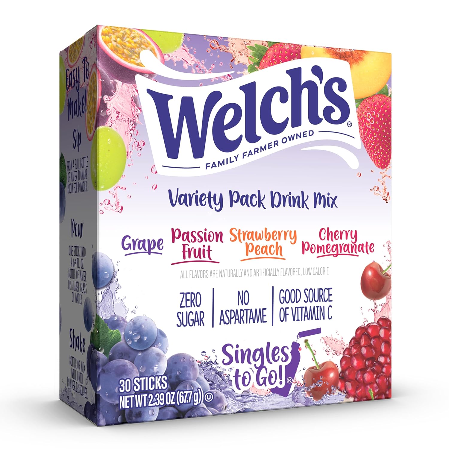 Singles To Go! Welch's Water Drink Mix, Grape, 72 Packets