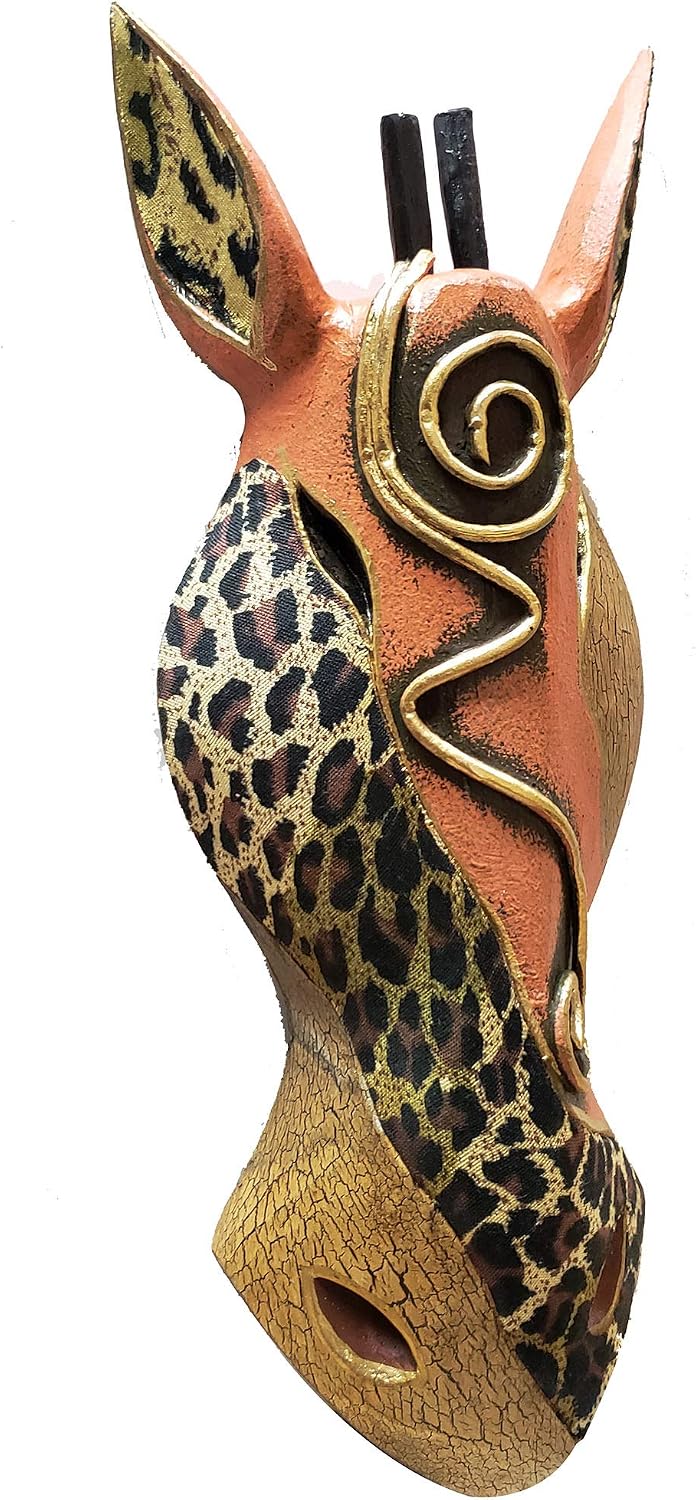 Giraffe Zebra Face Mask Wall Hanging Décor Hand Painted Patterns African Safari Style Decorative Accent Contemporary Variation An Awesome Gifting