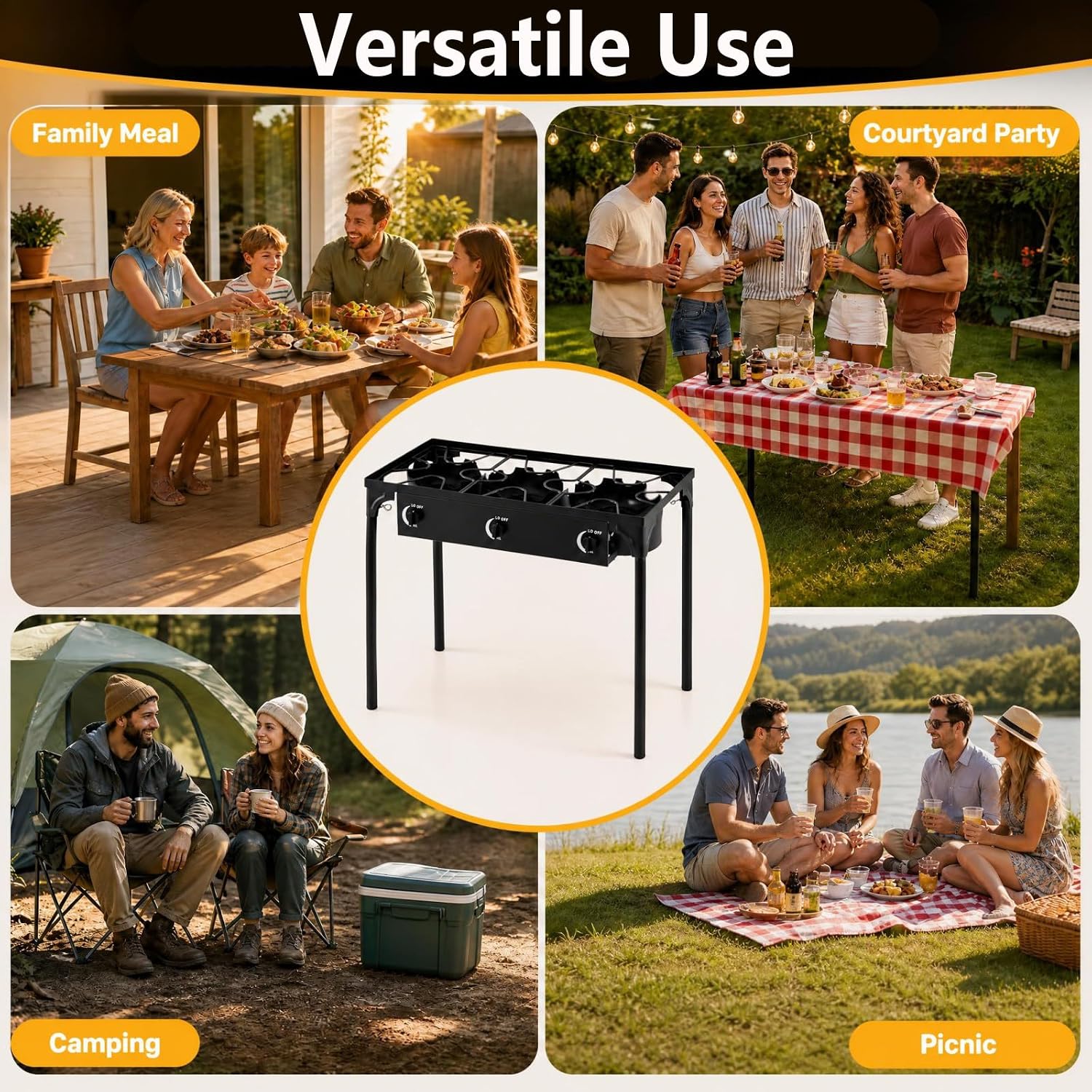 Goplus Outdoor Camping Stove, Dual Burner Propane Gas Cooker
