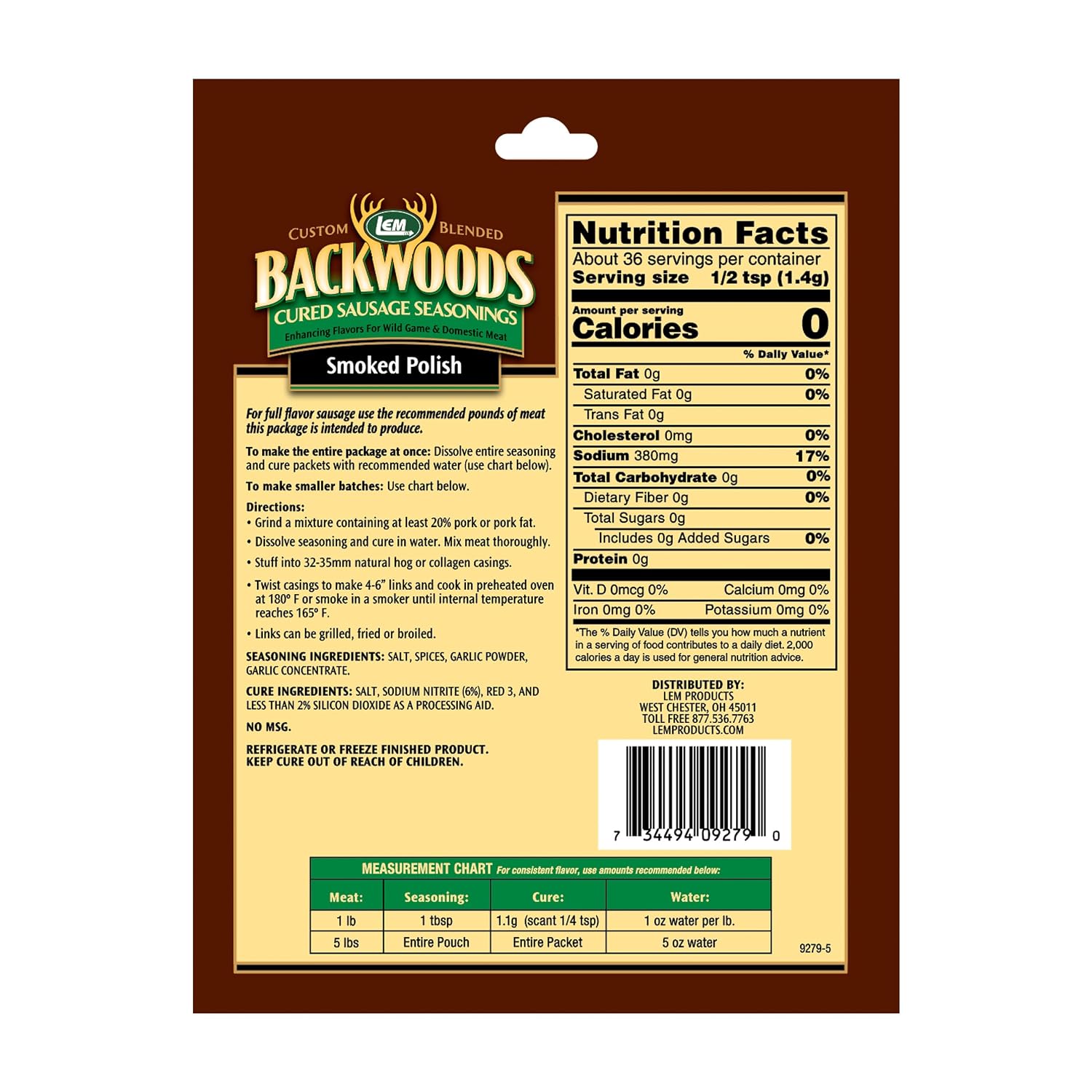 LEM Backwoods Cured Sausage Seasoning with Cure Packet, Jalapeno Summer Sausage