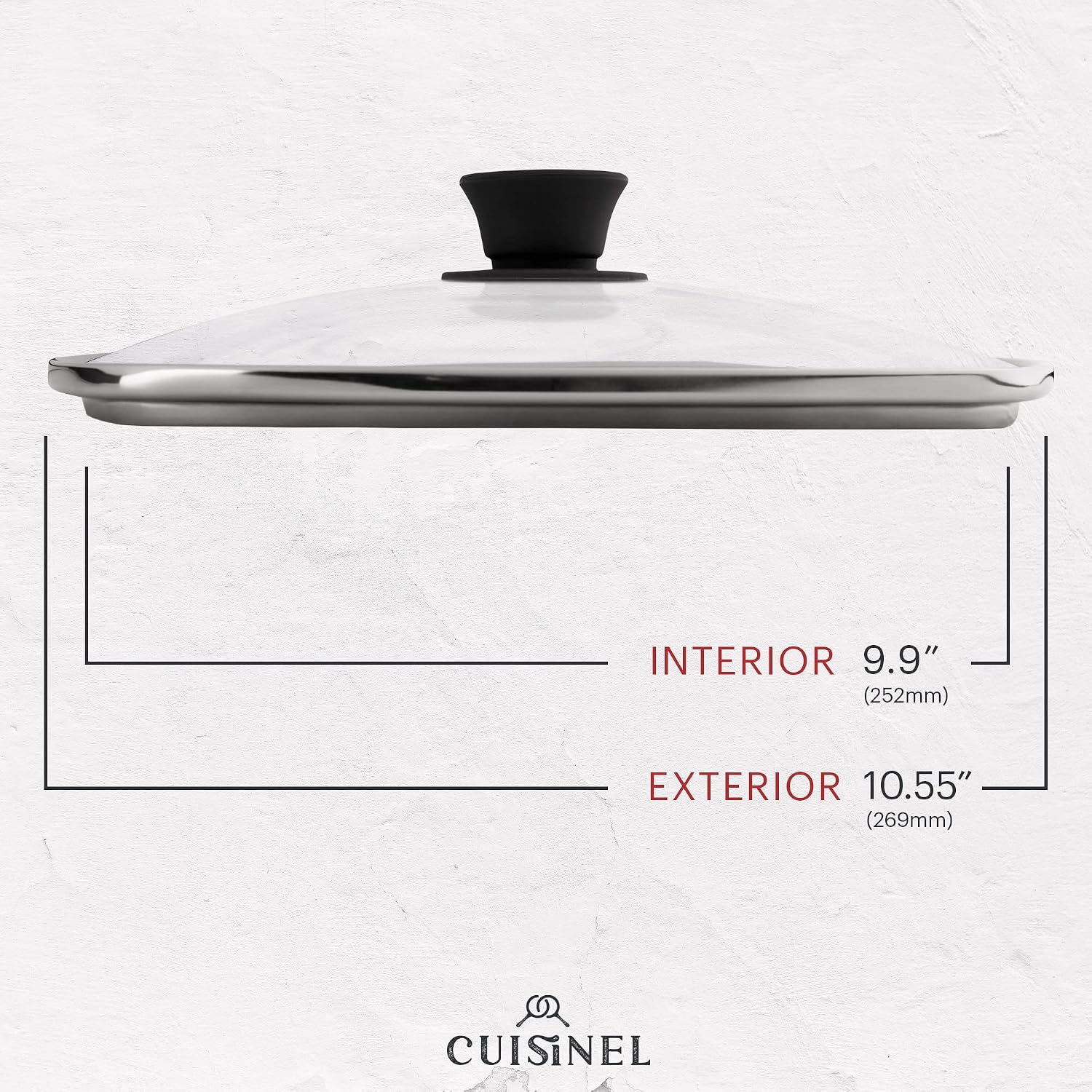 Cuisinel Cast Iron Square Grill Pan + Glass Lid + Pan Scraper + Handle Cover - 10.5" Pre-Seasoned Ridged Skillet - Grill, Stovetop, Fire