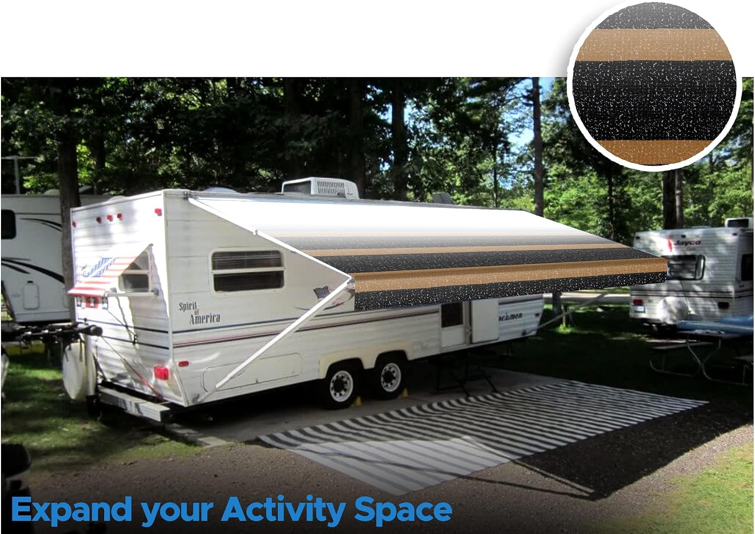 SunWave Premium Vinyl RV Canopy | Awning Fabric Replacement (20', Grey Fade)