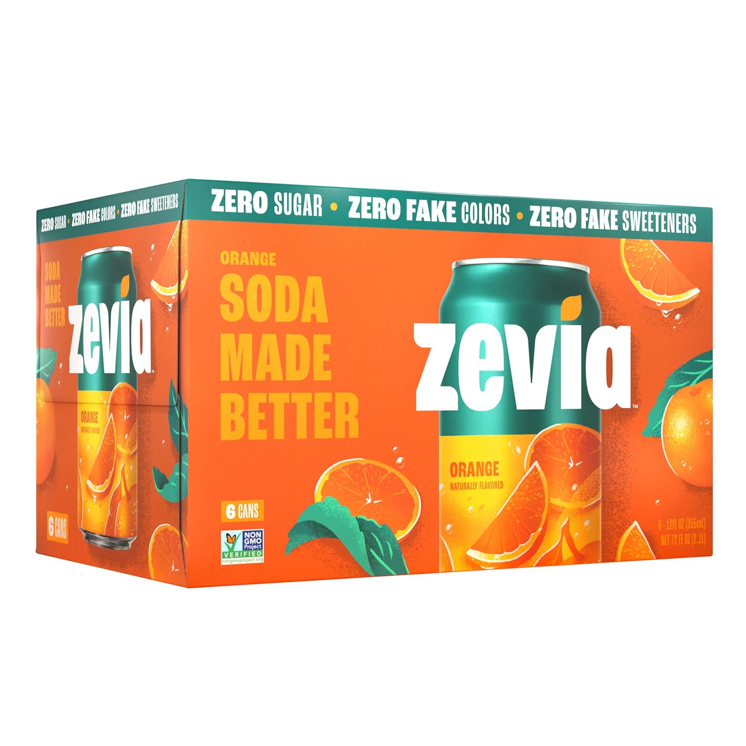 Zevia Zero Calorie Soda, Orange, 12 Ounce Cans (Pack of 6)