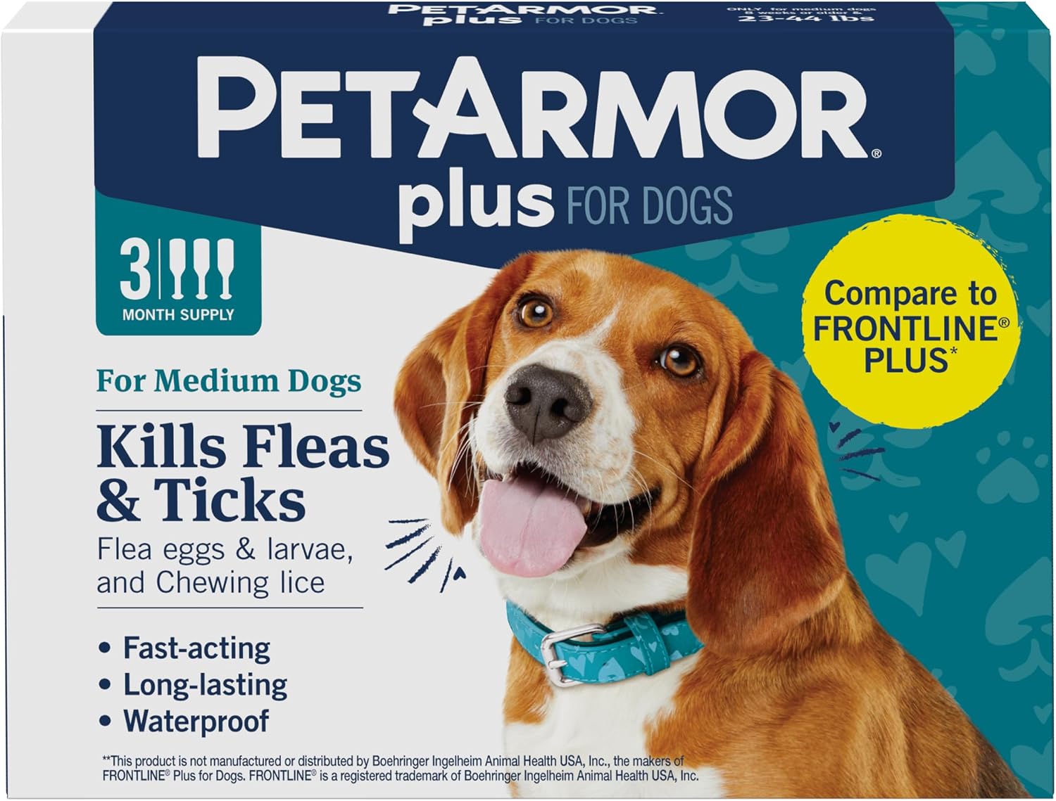 PetArmor Plus Flea and Tick Prevention for Dogs, Small Dog Flea and Tick Treatment, 3 Doses, Waterproof Topical, Fast Acting (5-22 lbs)