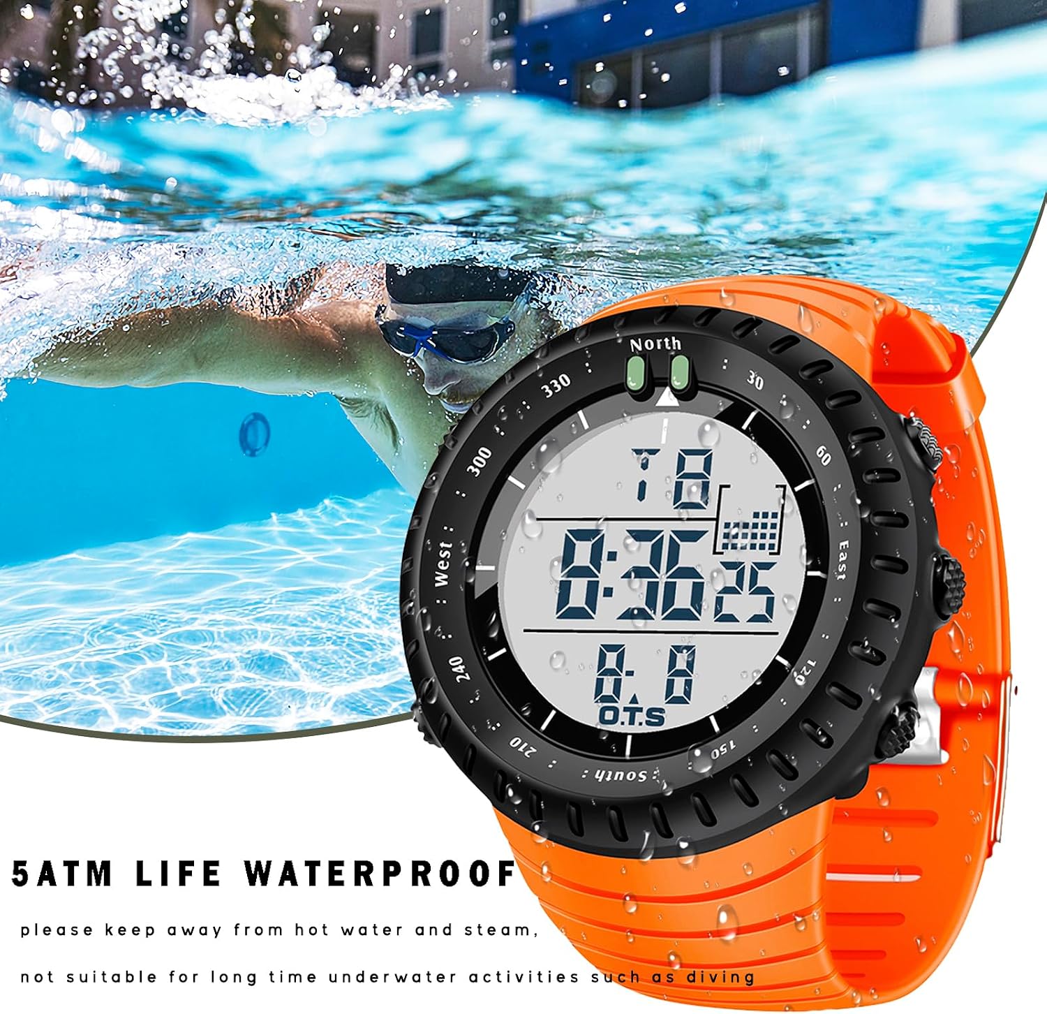 PALADA Men's Digital Sports Watch Waterproof Tactical Watch with LED Backlight Watches for Men