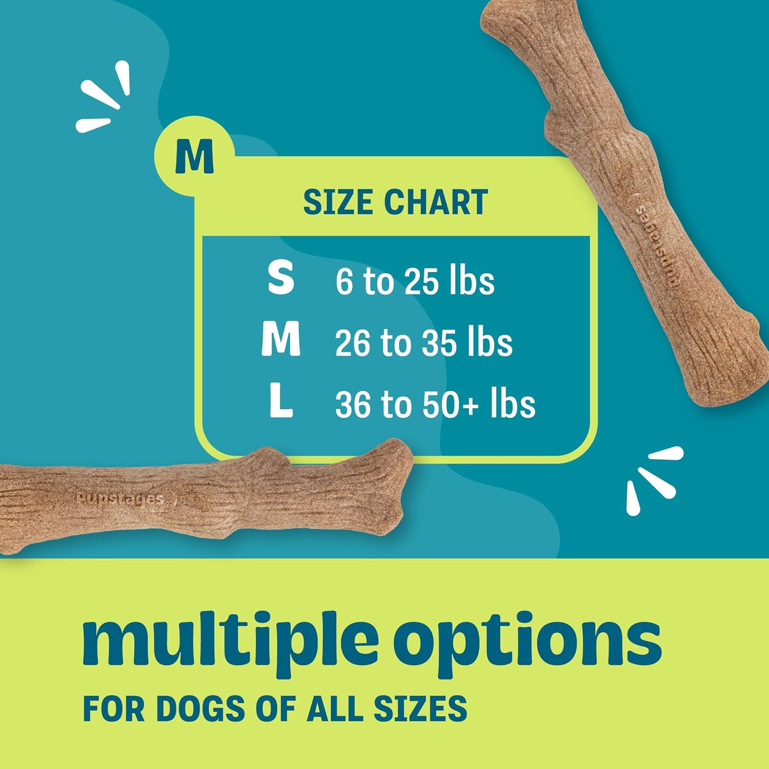 Pupstages Dogwood Dog Chew Toy, Made in the USA – Real-Wood Blend, Natural Flavor & Texture, Moderate Chewers, Small, 5.4"